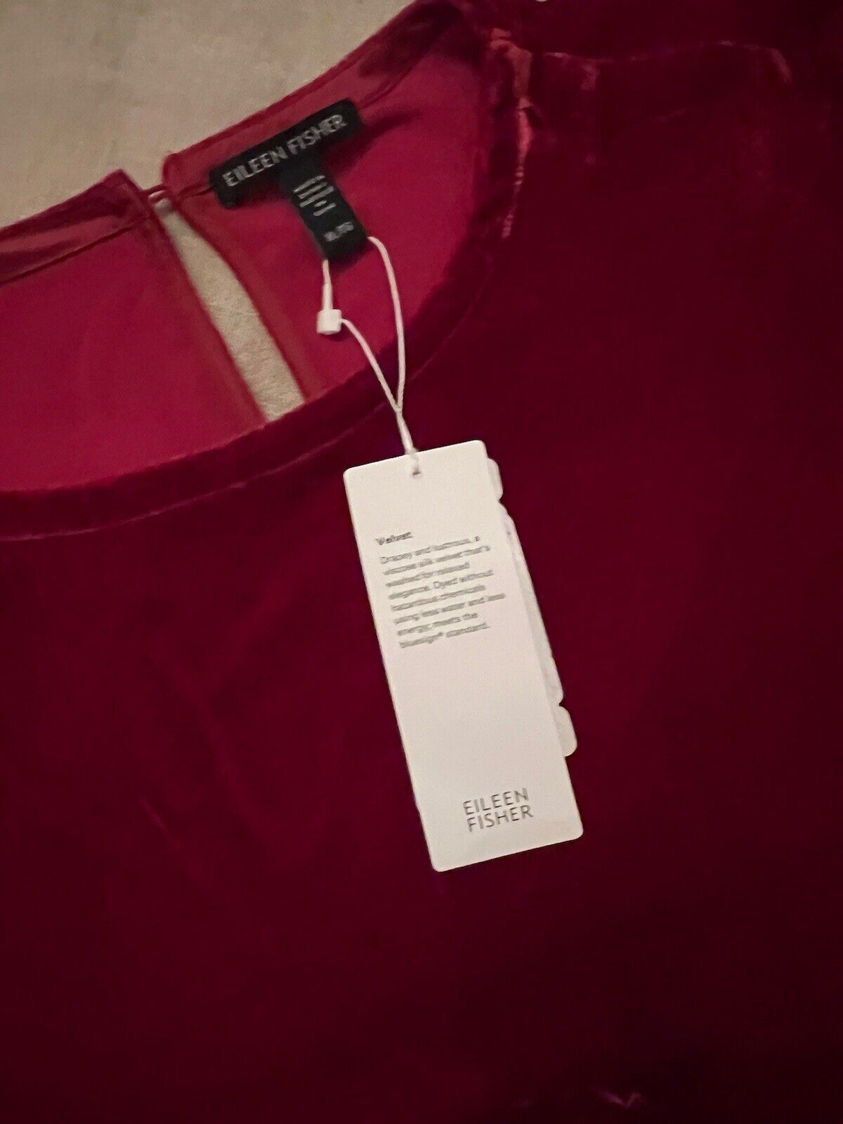 Eileen Fisher Red Velvet MIDI Dress Beautifully Soft L Large  MSRP $398