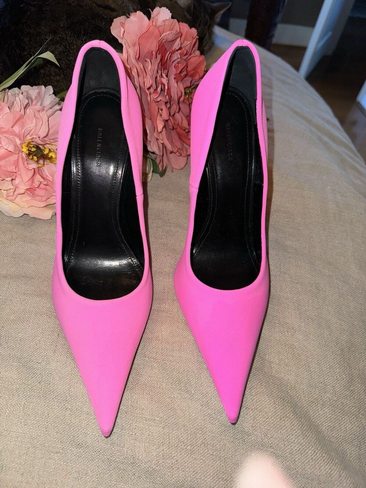 $976 Balenciaga Women's Pink Knife Stretch Stiletto Pump Heels Shoes Sz 37 US 7