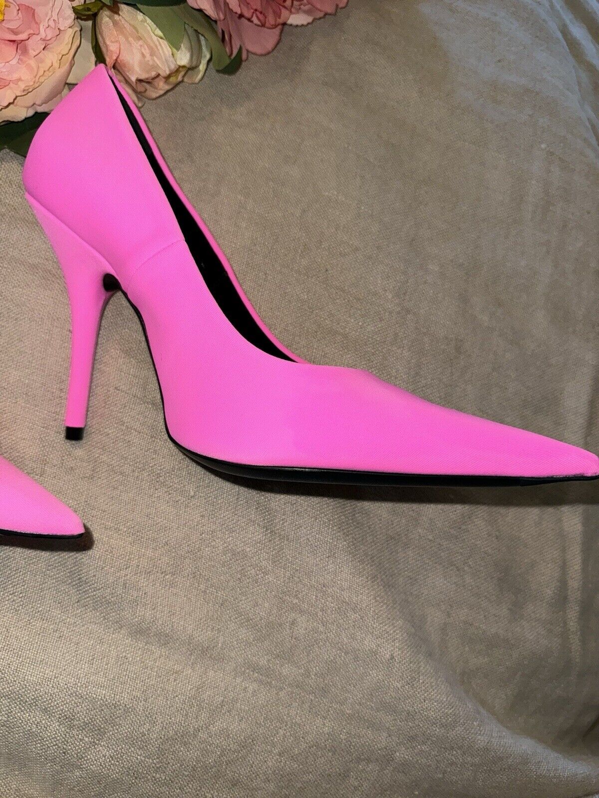 $976 Balenciaga Women's Pink Knife Stretch Stiletto Pump Heels Shoes Sz 37 US 7