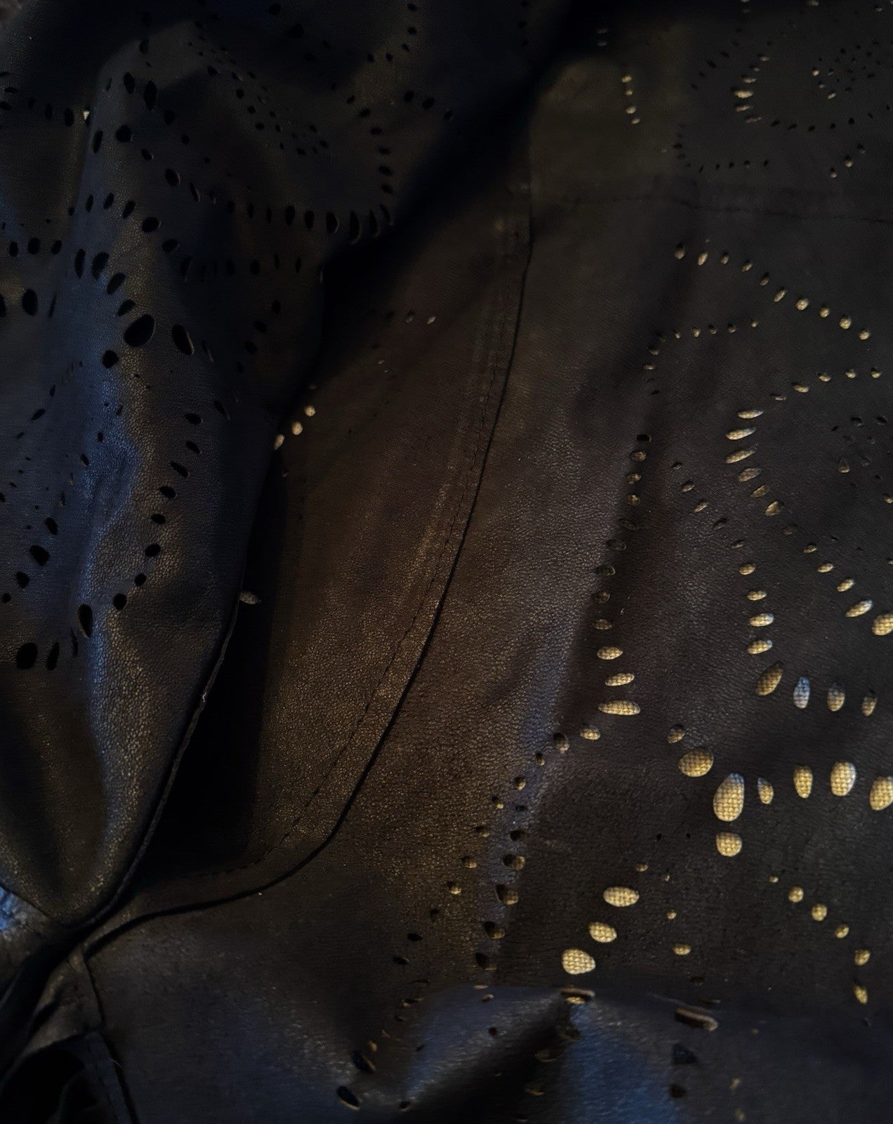 Johnny Was S/M Black Suede Leather Poncho Laser Cut Kimono Wrap $998 Retail Johnny Was