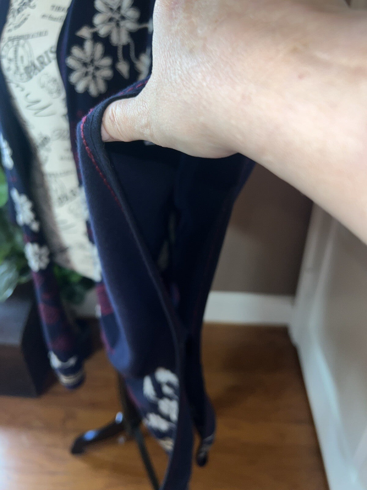 Johnny Was Navy Blue & Red French Terry 3X Kimono Wrap Poncho Coat Jacket Johnny Was