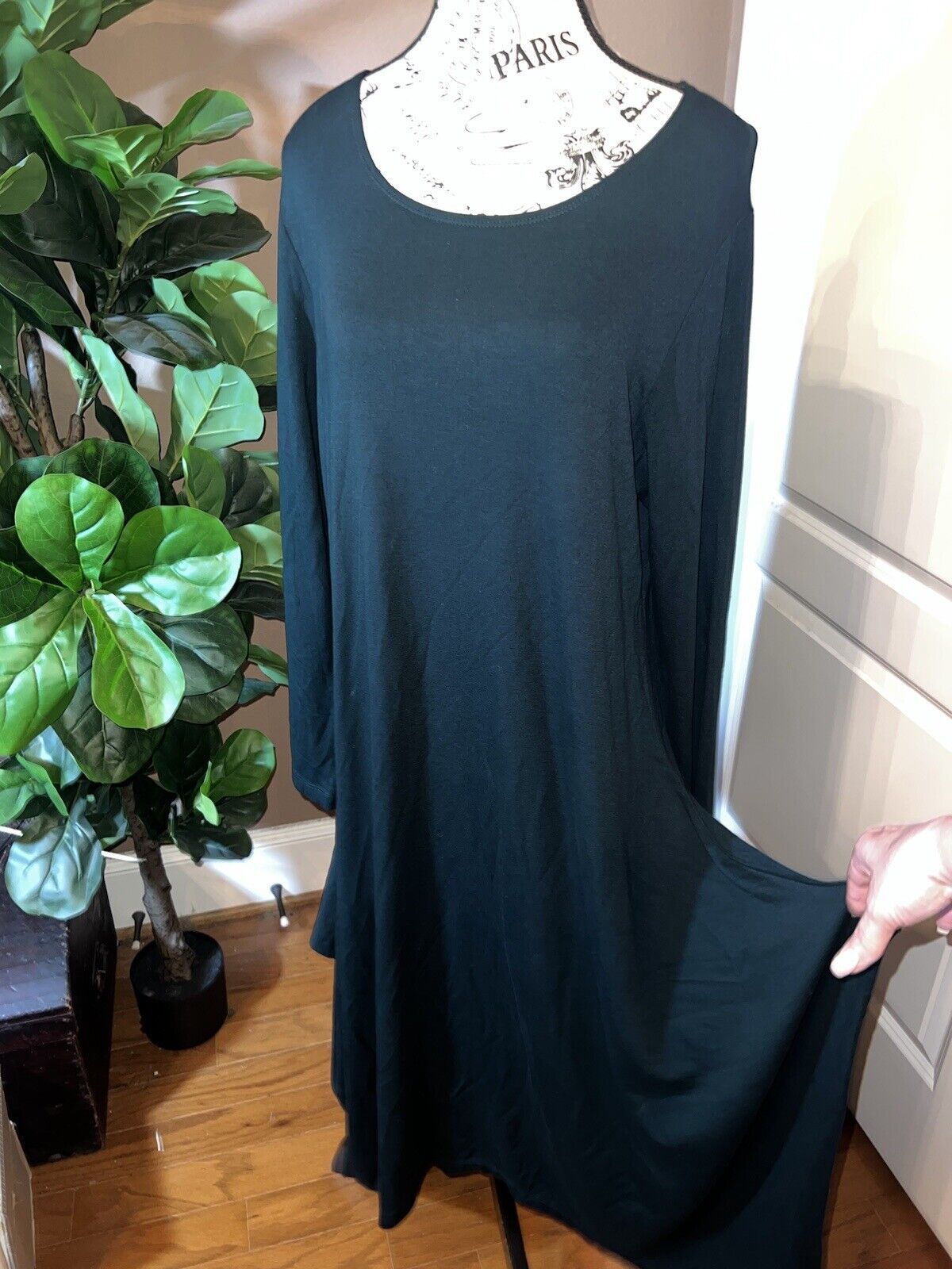 Bryn Walker Green Dolman Sleeve Maxi Dress Batwing L Large  MSRP $198