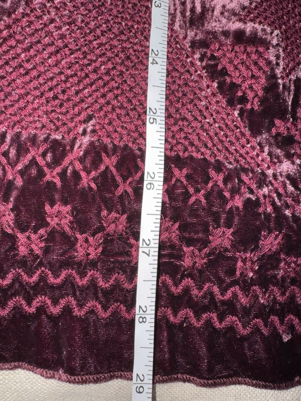 Johnny Was L Wine Red Velvet Kimono Wrap Embroidery Cardigan Lightweight Jacket Johnny Was