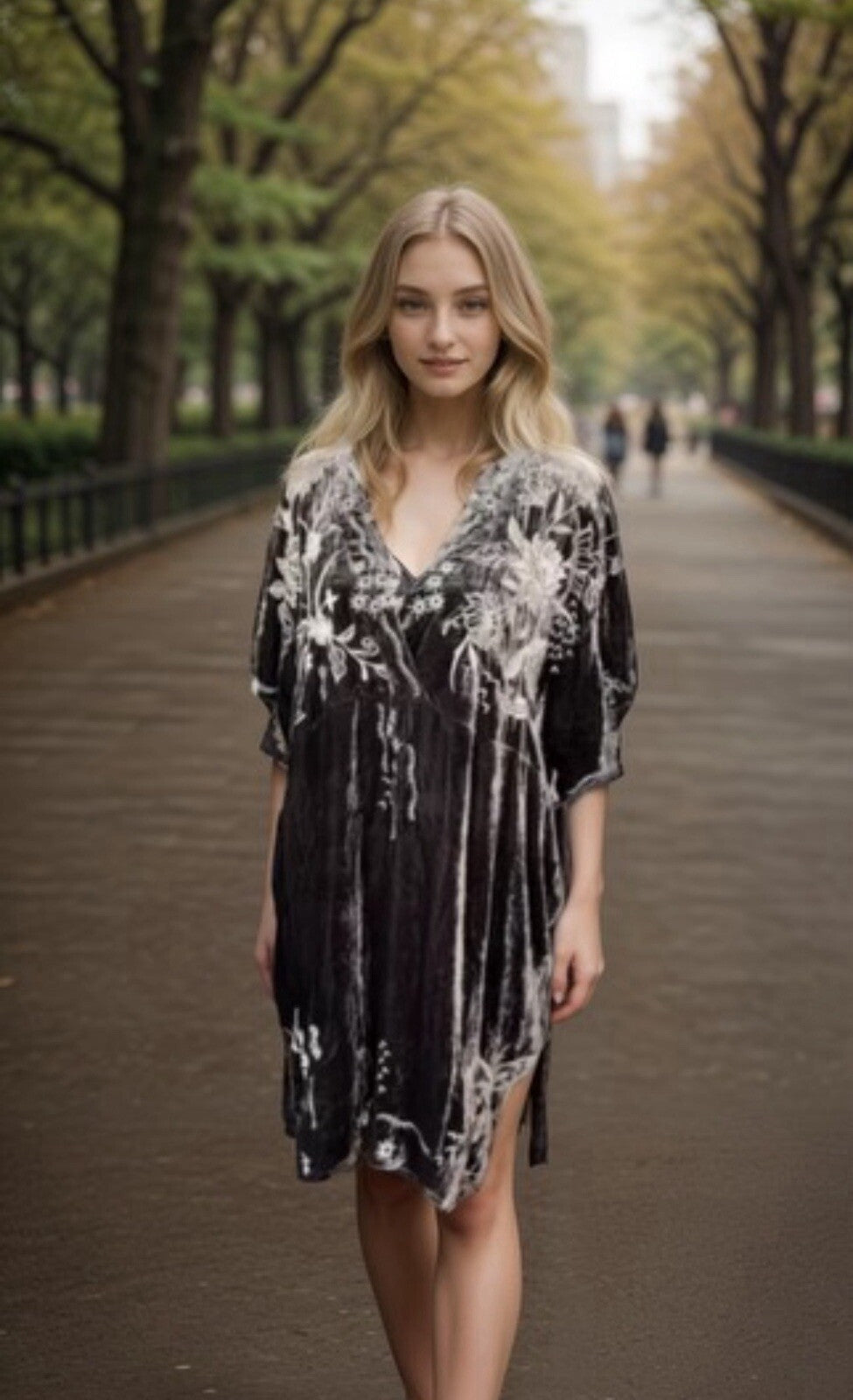 Johnny Was XXL Brown Velvet Heavily Embroidered Tunic Top BOHO Mini Dress Johnny Was