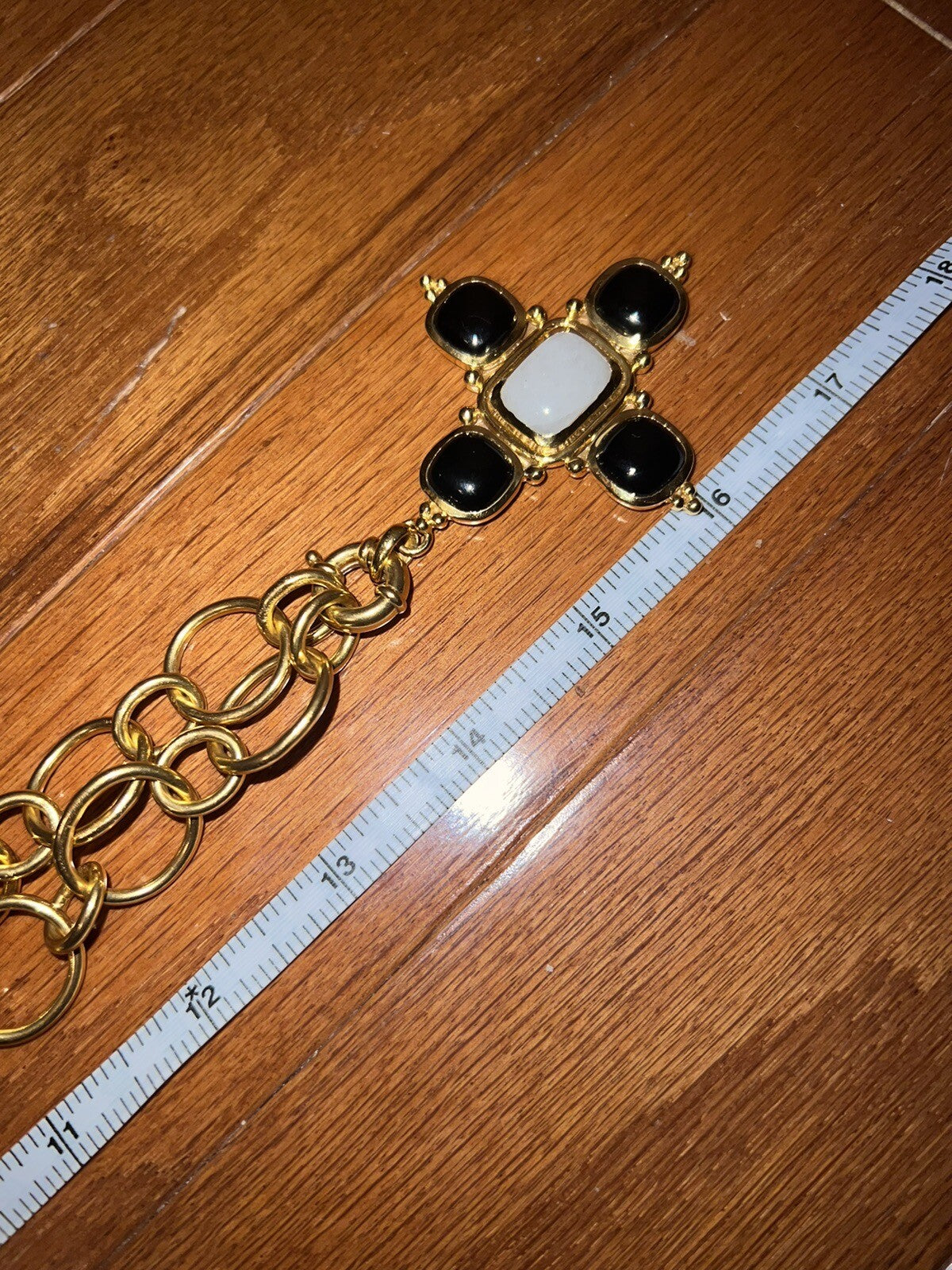 Julie Vos Large Statement Cross Long Necklace & Pendant W/ Gold Chain Julie Vos