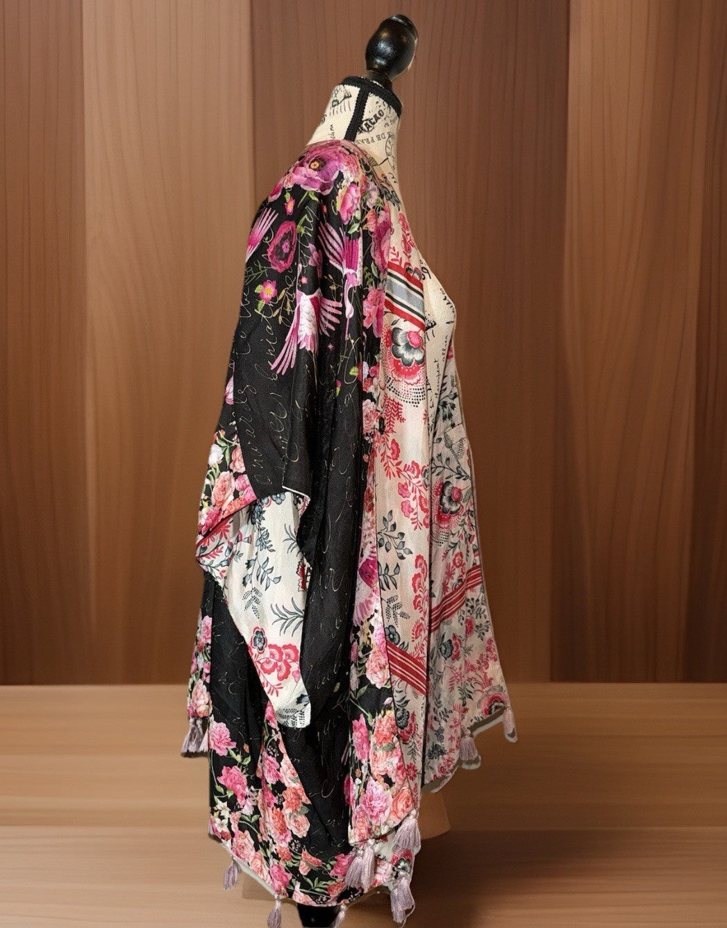 Johnny Was O/S 100% Silk Poncho Wrap Kimono Top Western Texas Native American Johnny Was