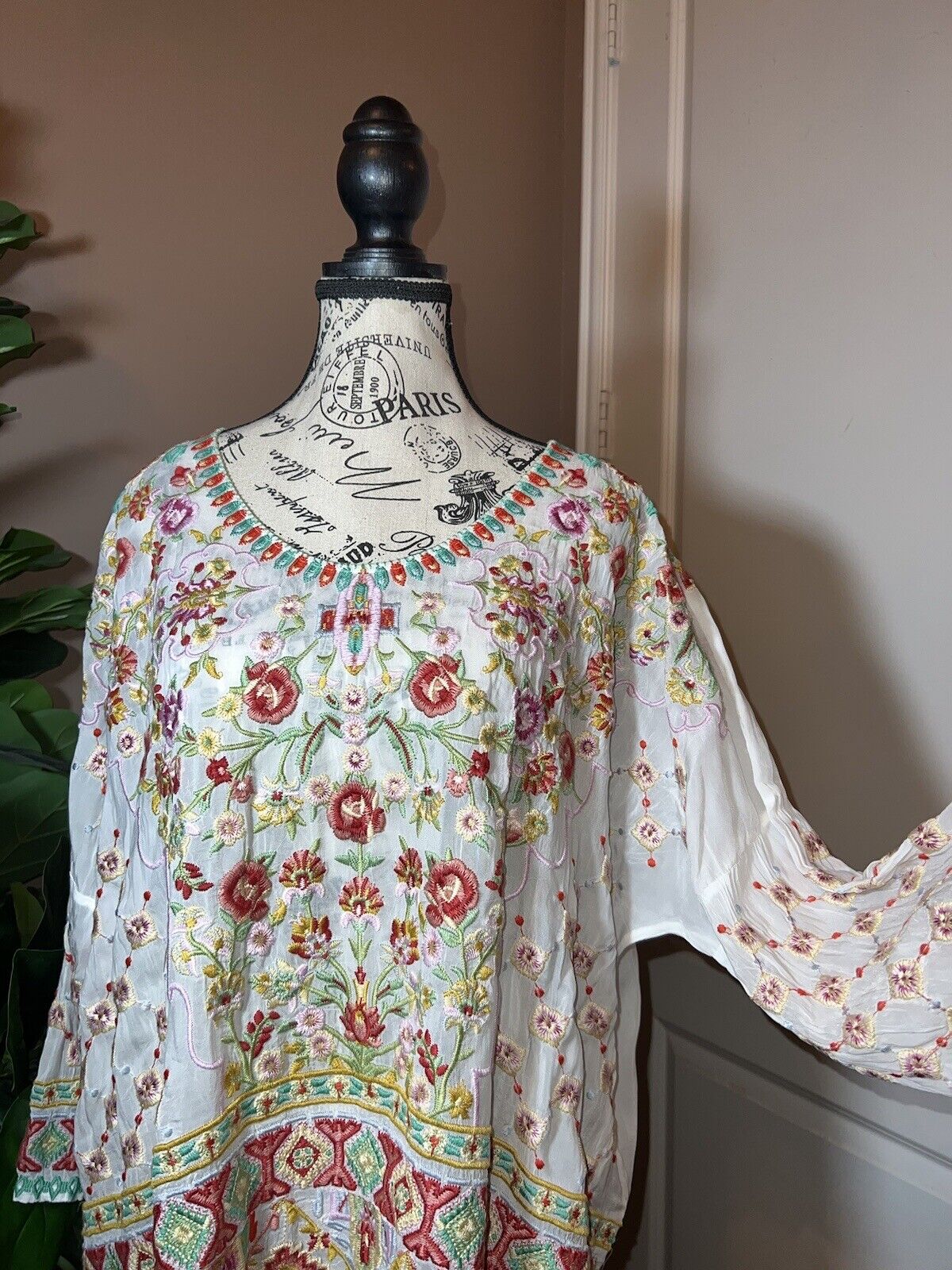 Johnny Was Heavily Embroidered Tunic Sz XXL (2X 2XL) SPRING EASTER