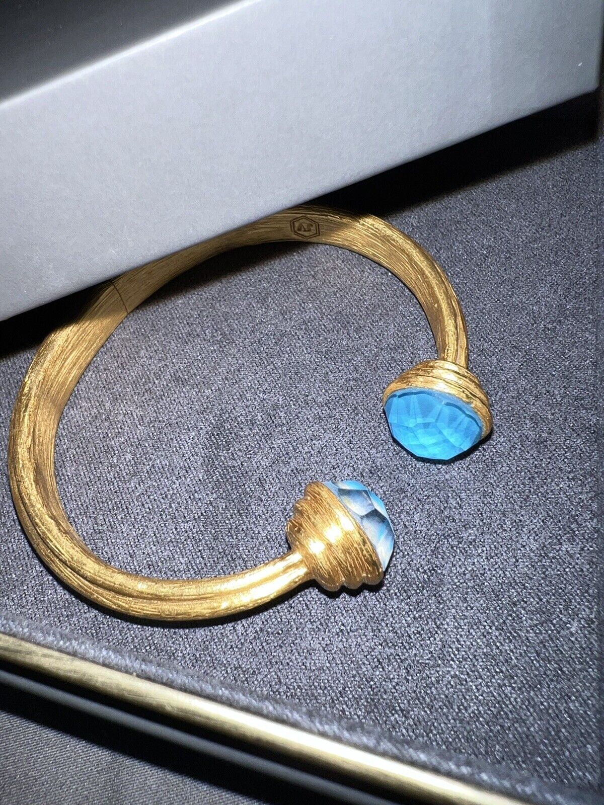 NEW Julie Vos Hinged Bangle Cuff Bracelet With Beautiful Blue Accents NWOT