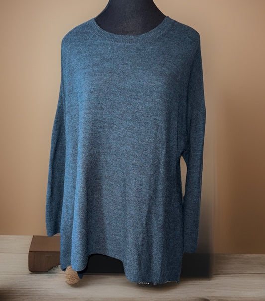 Eileen Fisher XL Navy Blue Sweater Merino Wool Soft & Lightweight Cool Top Eileen Fisher