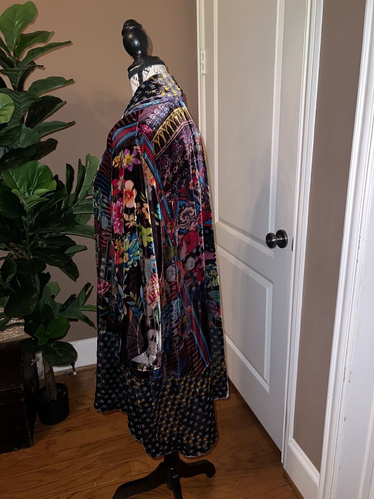 Johnny Was Velvet Kimono Wrap Jacket Sz L Large Multicolor Oversized