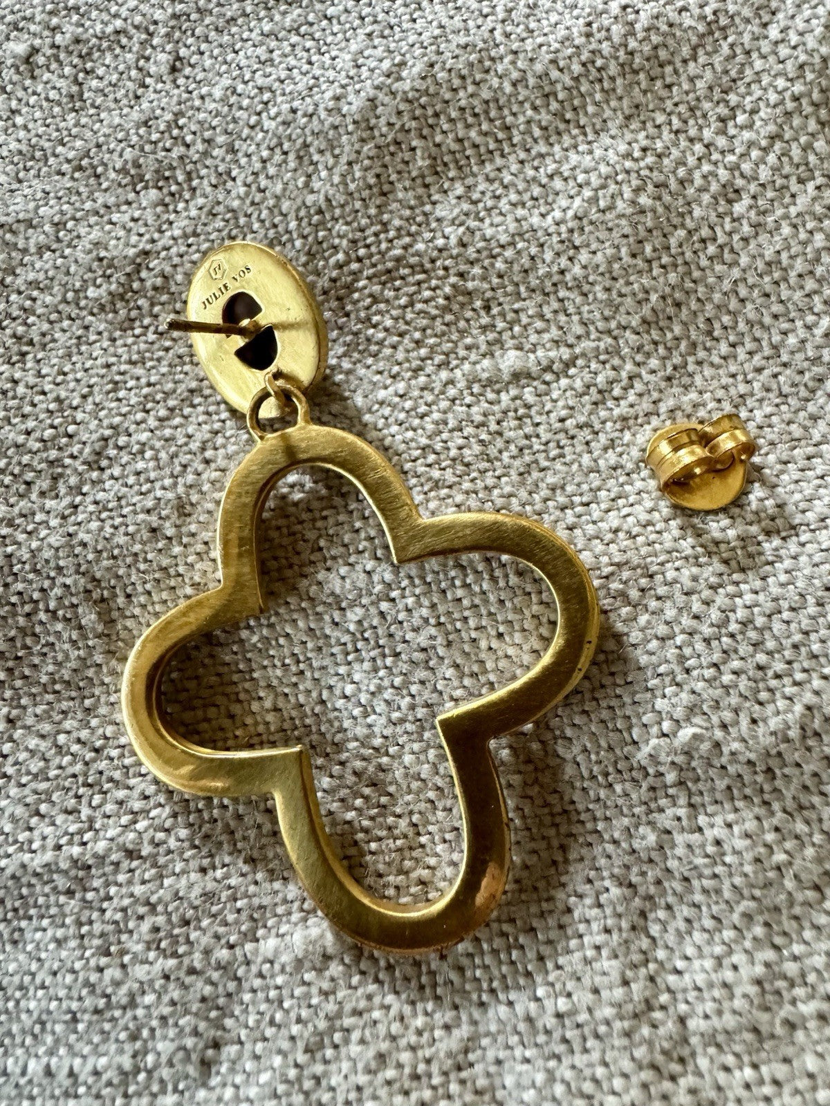 Julie Vos Plum Wine Purple Cross Statement Earrings 24k Gold Plated RETIRED Julie Vos