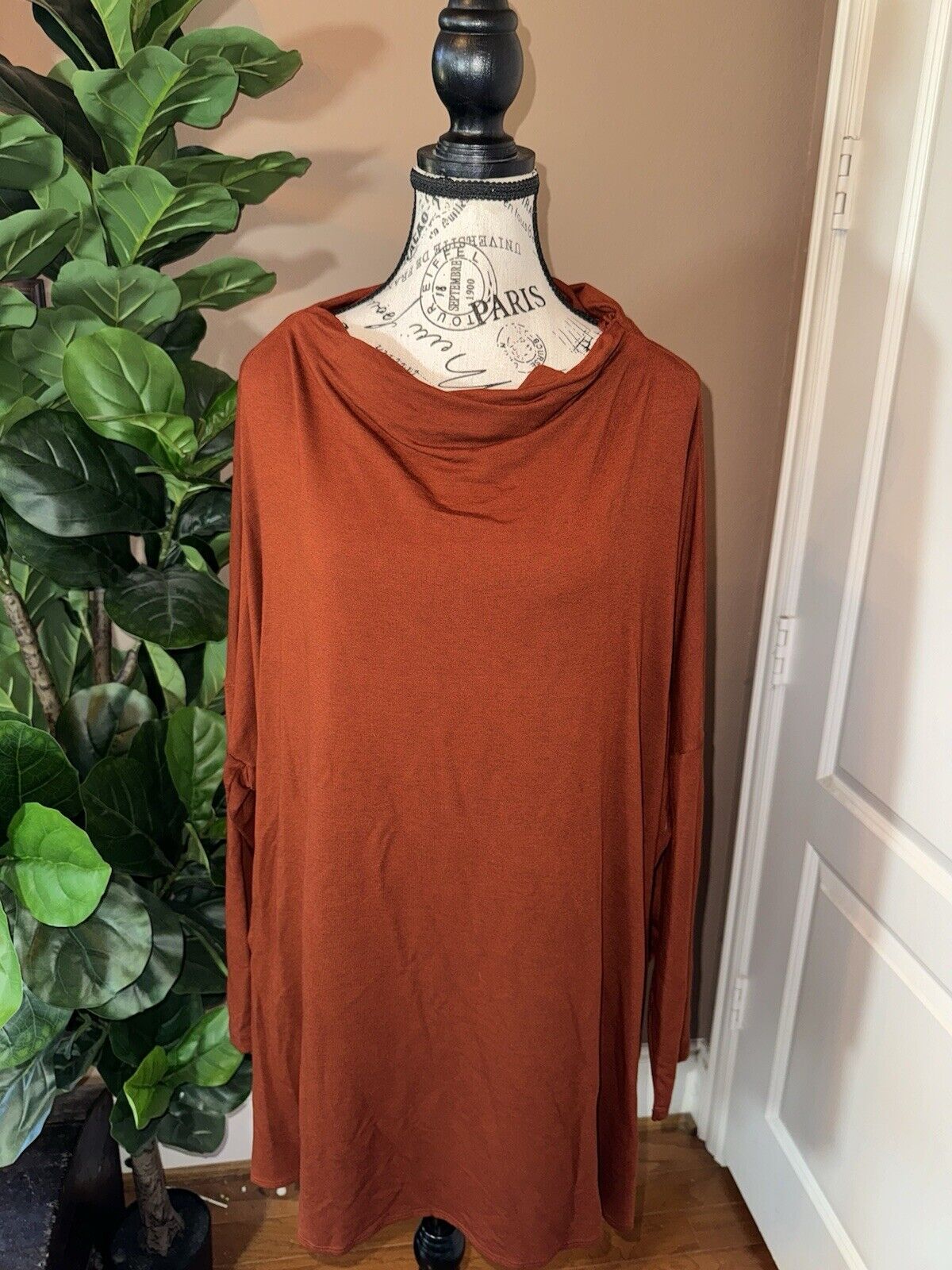 Bryn Walker Burnt Orange Rust Dolman Sleeve Tunic Top XL 1X MSRP $190