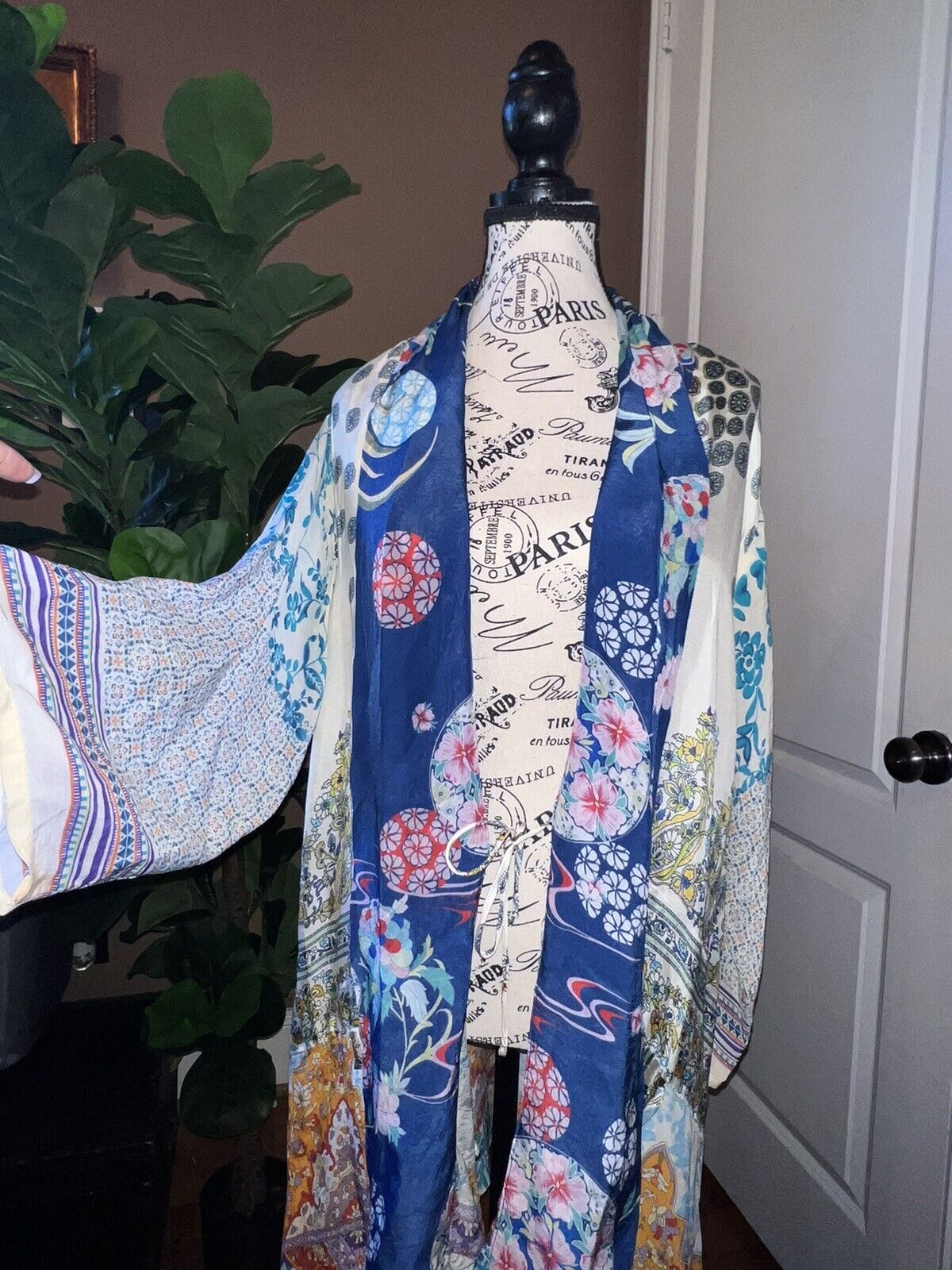 Johnny Was 100% Silk Kimono Sz L Large Gorgeous