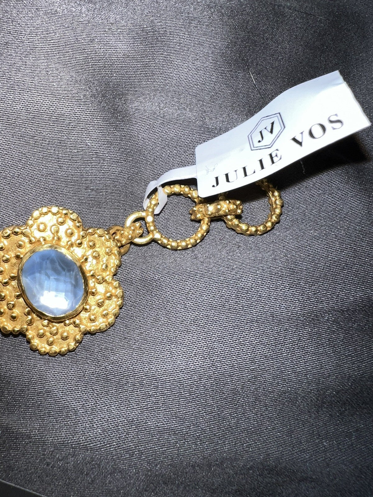 Julie Vos Chalcedony Blue Iridescent Colette Flower Link Toggle Bracelet Julie Vos