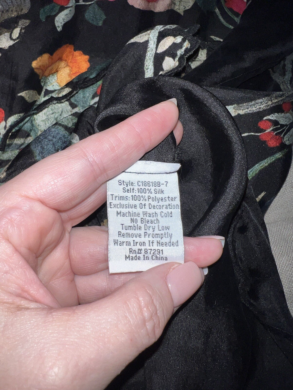 100% Silk Johnny Was Black Tunic Top Or Mini Dress XXL 2X 2XL Birds & Flowers Johnny Was