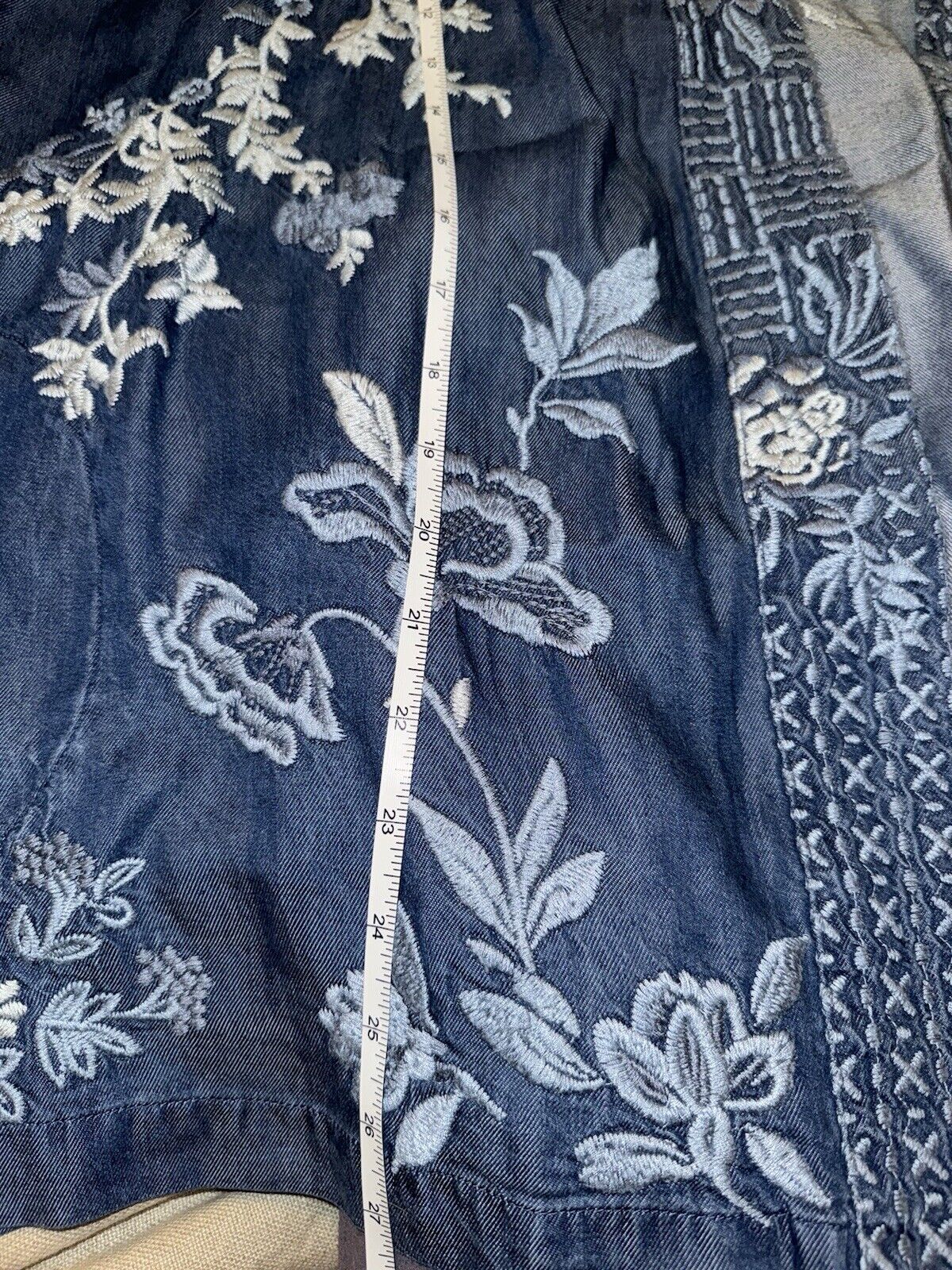 Johnny Was 3X 3XL Denim Kimono Embroidered Jacket Cardigan Wrap Coat Boho