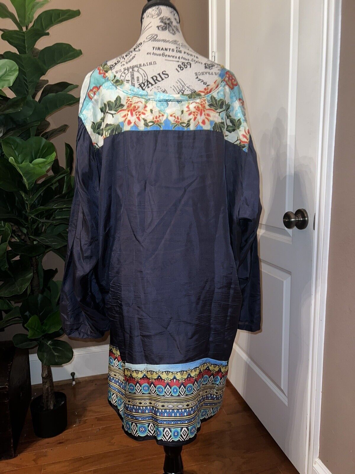 Johnny Was 3X 3XL 100% Silk Tunic Top Kimono Sleeves