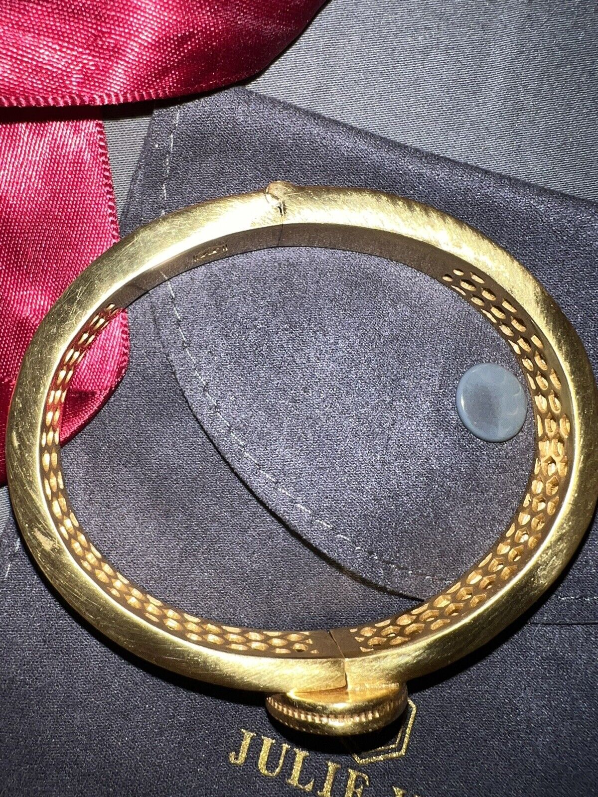 NEW Julie Vos Coin Medallion Hinged Cuff Bangle Bracelet 24k Gold Plated & CZ