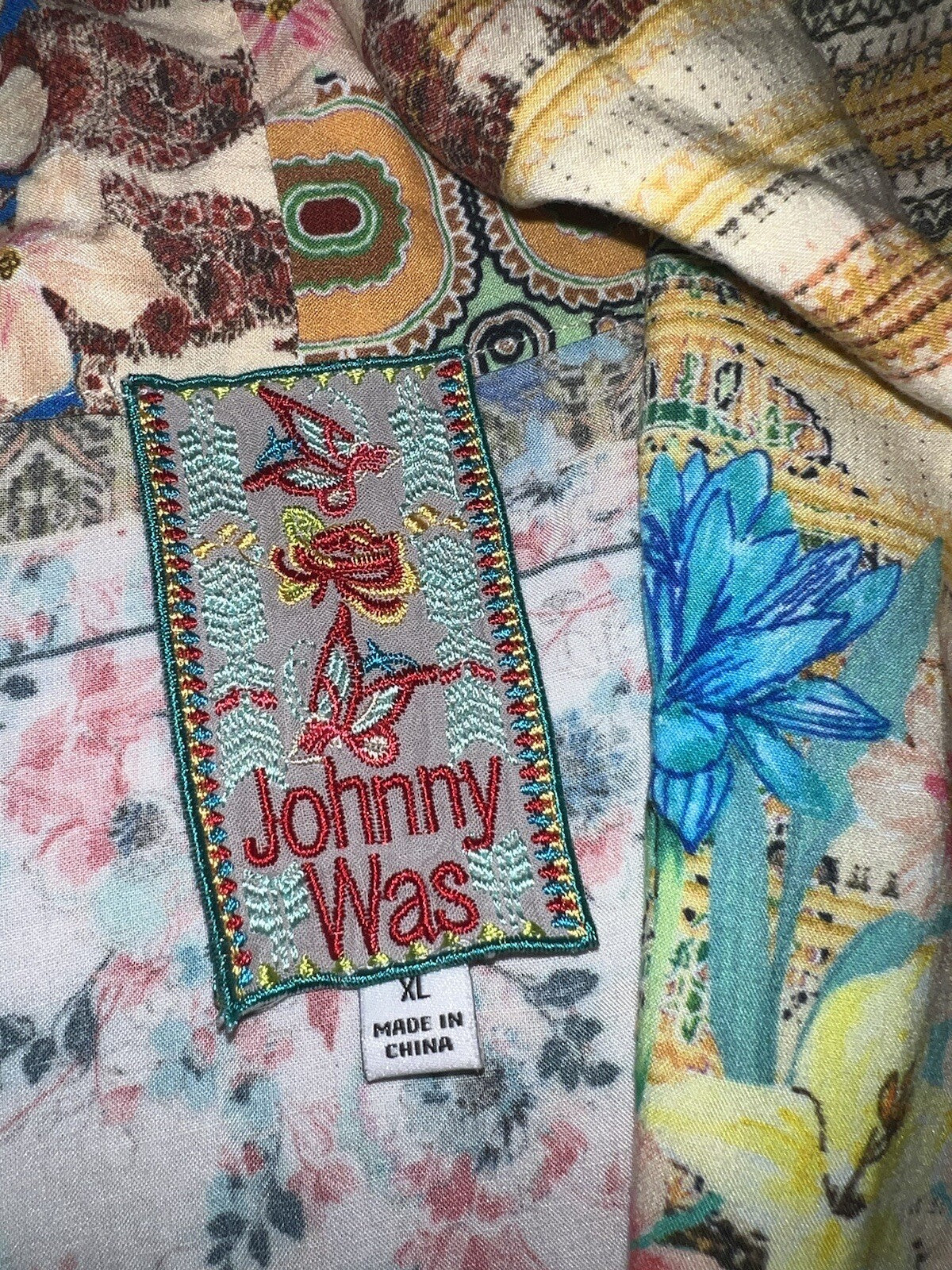 Johnny Was XL Patchwork Floral Kimono Cardigan Soft & Flowy Wrap Jacket Top Johnny Was