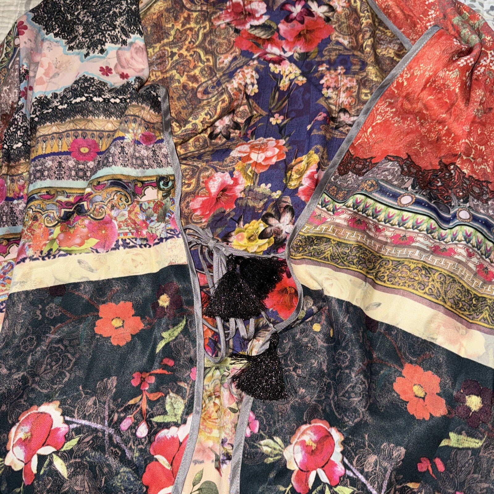 Johnny Was L Large REVERSIBLE HiLow KIMONO Duster Jacket Coat Boho Chic Johnny Was