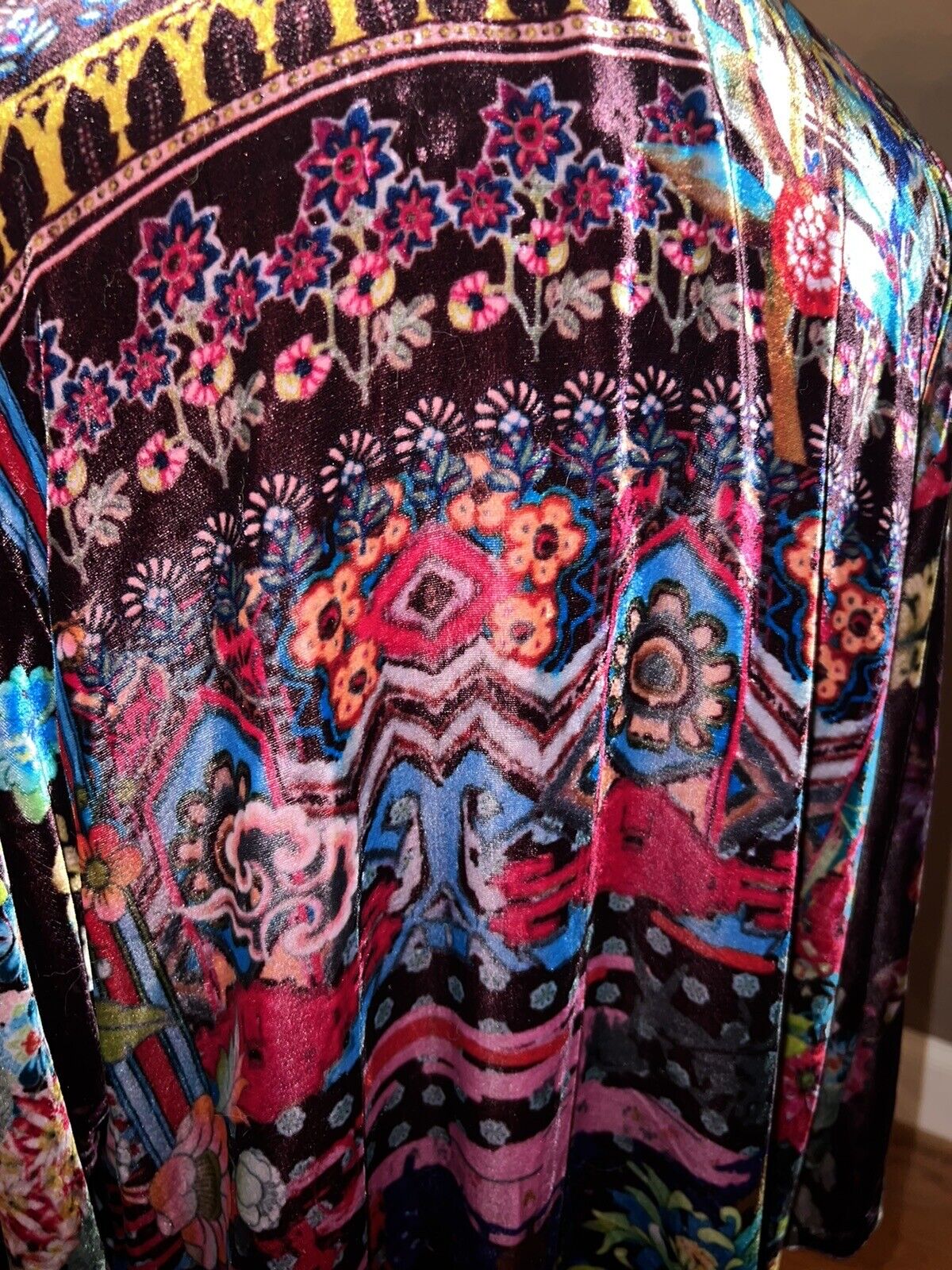 Johnny Was Velvet Kimono Wrap Jacket Sz L Large Multicolor Oversized