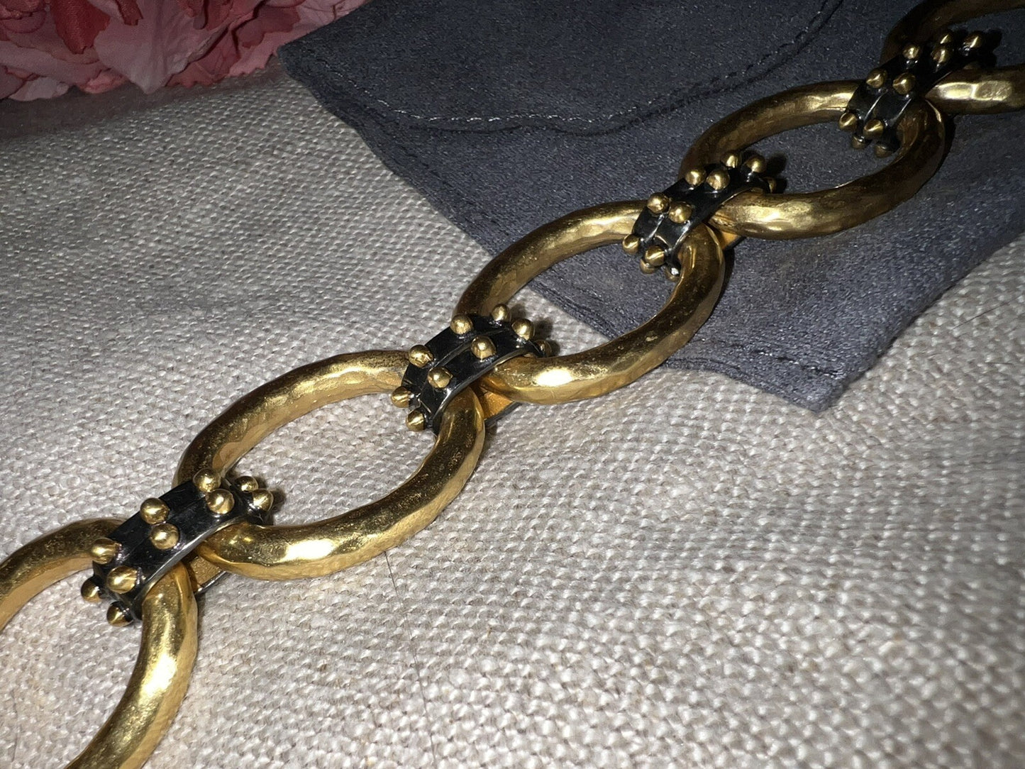 Julie Vos Soho 2 Tone 24k Gold Plated Toggle Chain Link Bracelet  8.5” Julie Vos