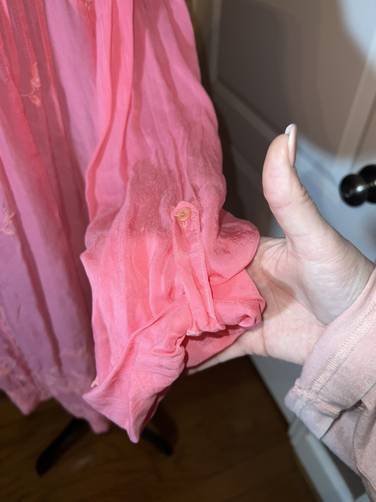 Johnny Was 2X Embroidered Tunic Top Pink Eyelet Lace Peasant Blouse Mini Dress Johnny Was