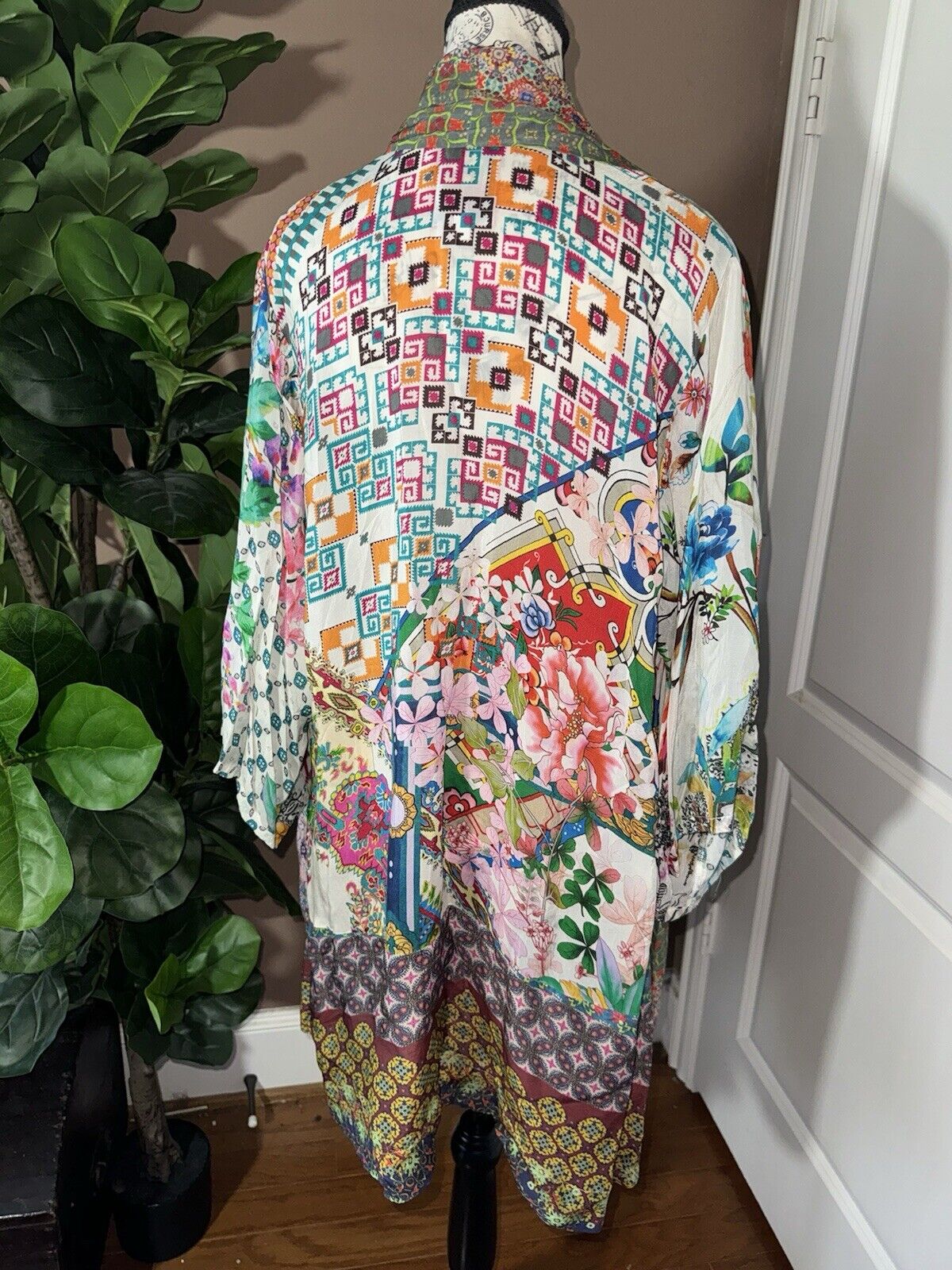 Johnny Was L Large Silky Kimono Top Gorgeous Wrap Cardigan Jacket