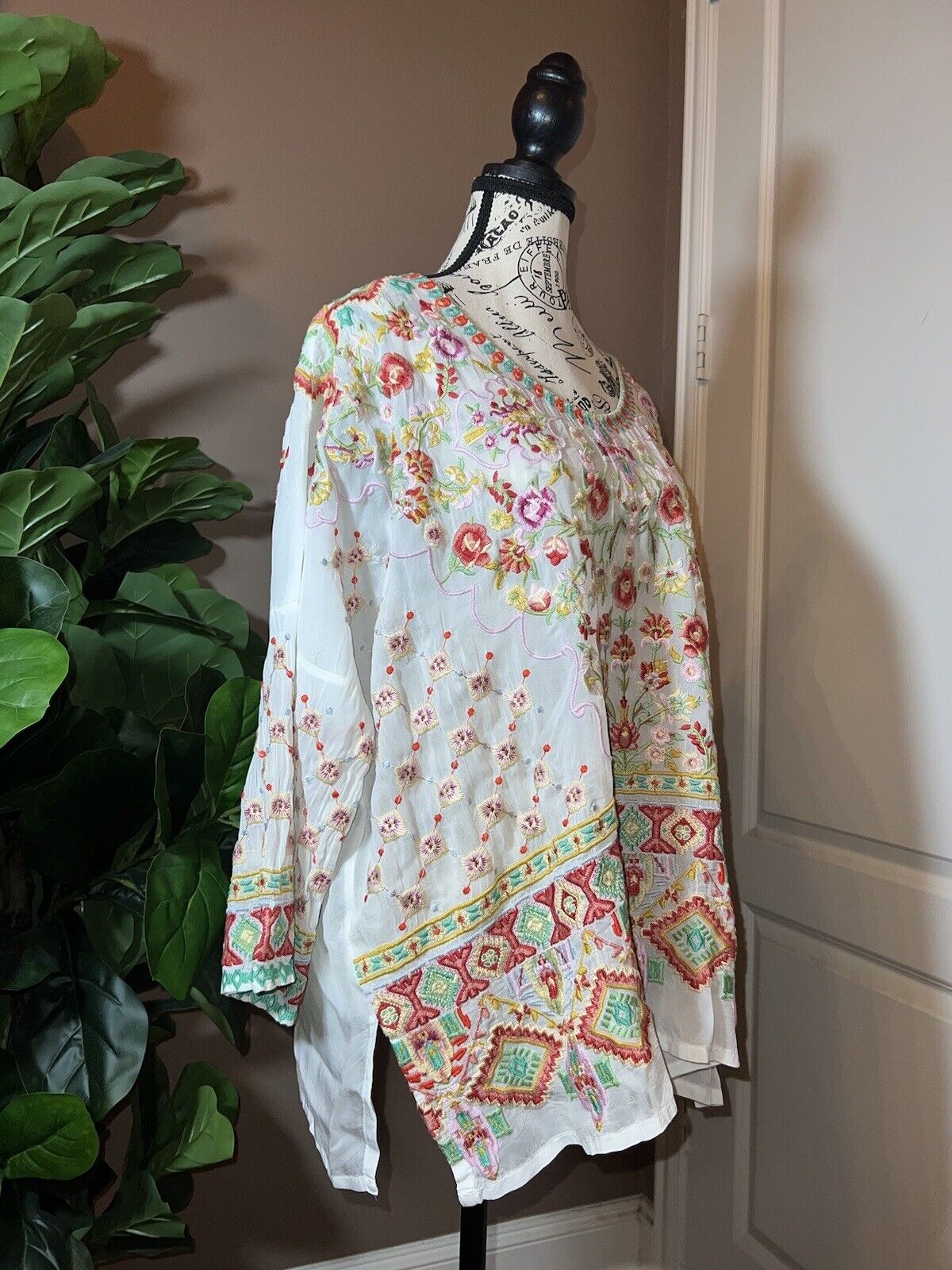 Johnny Was Heavily Embroidered Tunic Sz XXL (2X 2XL) SPRING EASTER