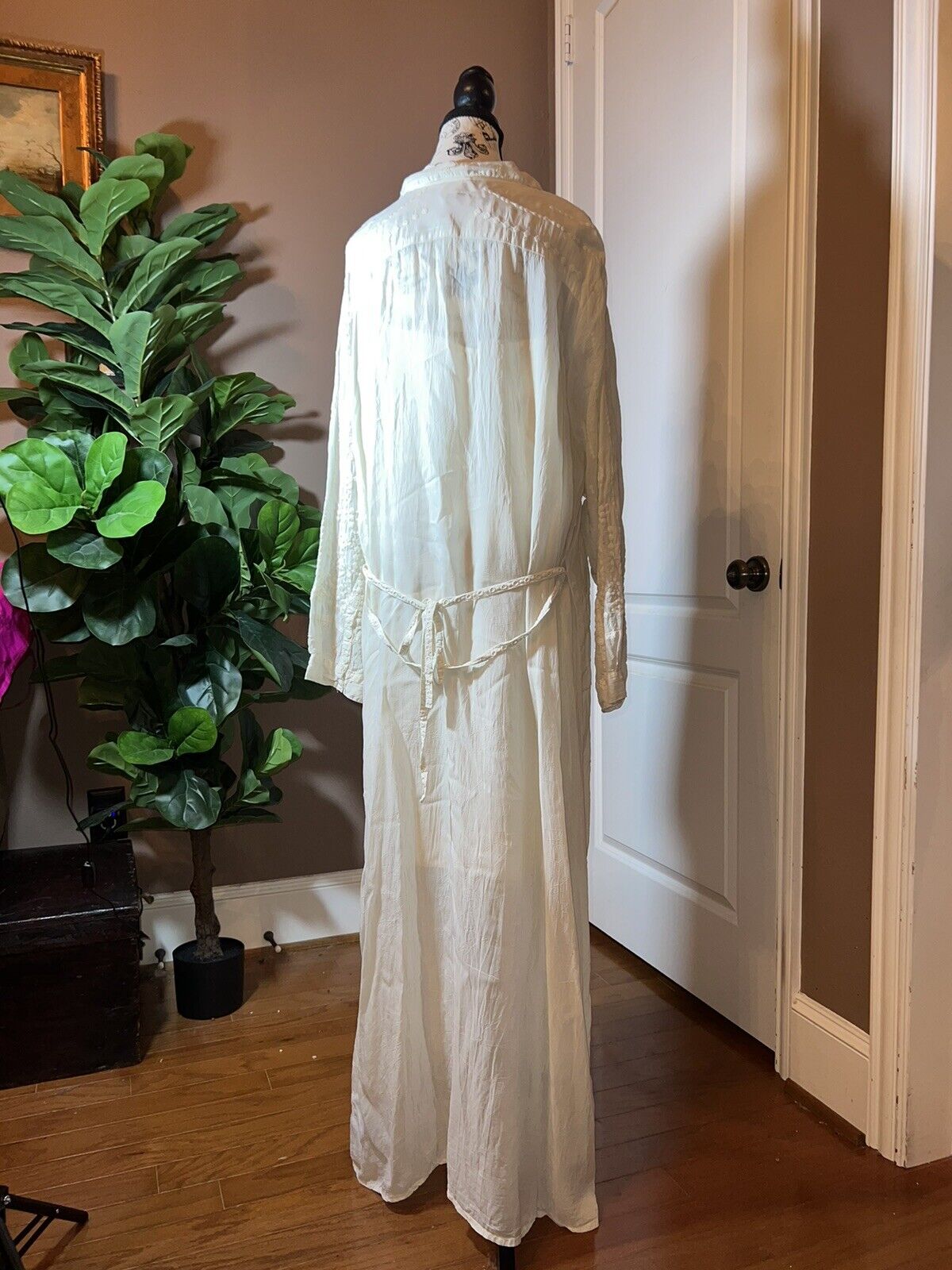 Johnny Was Ivory Silky Embroidery & Lace Kimono Dress Beach Wedding  XXL 2XL 2X