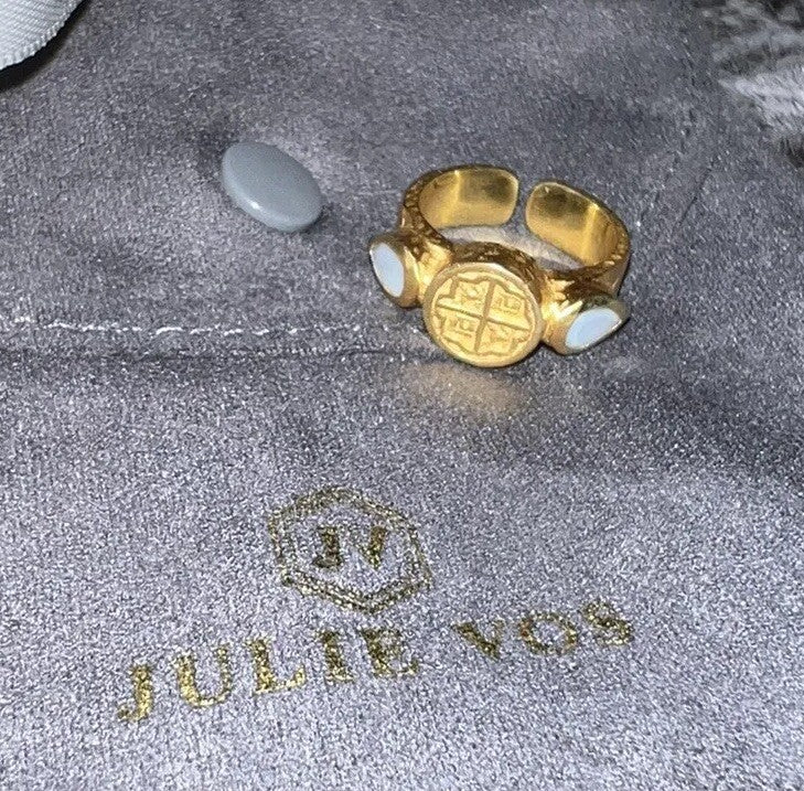 Julie Vos Ring w/ Moonstones & Seal Adjustable Sz 6 Julie Vos