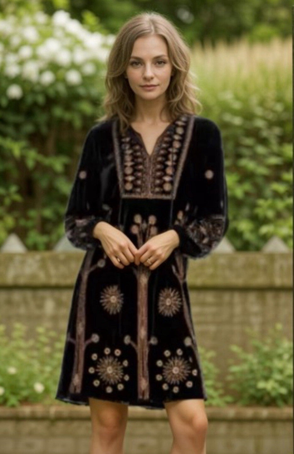 Johnny Was 3X Black & Gold Velvet Shift Mini Dress Tunic Top $528 Retail Johnny Was