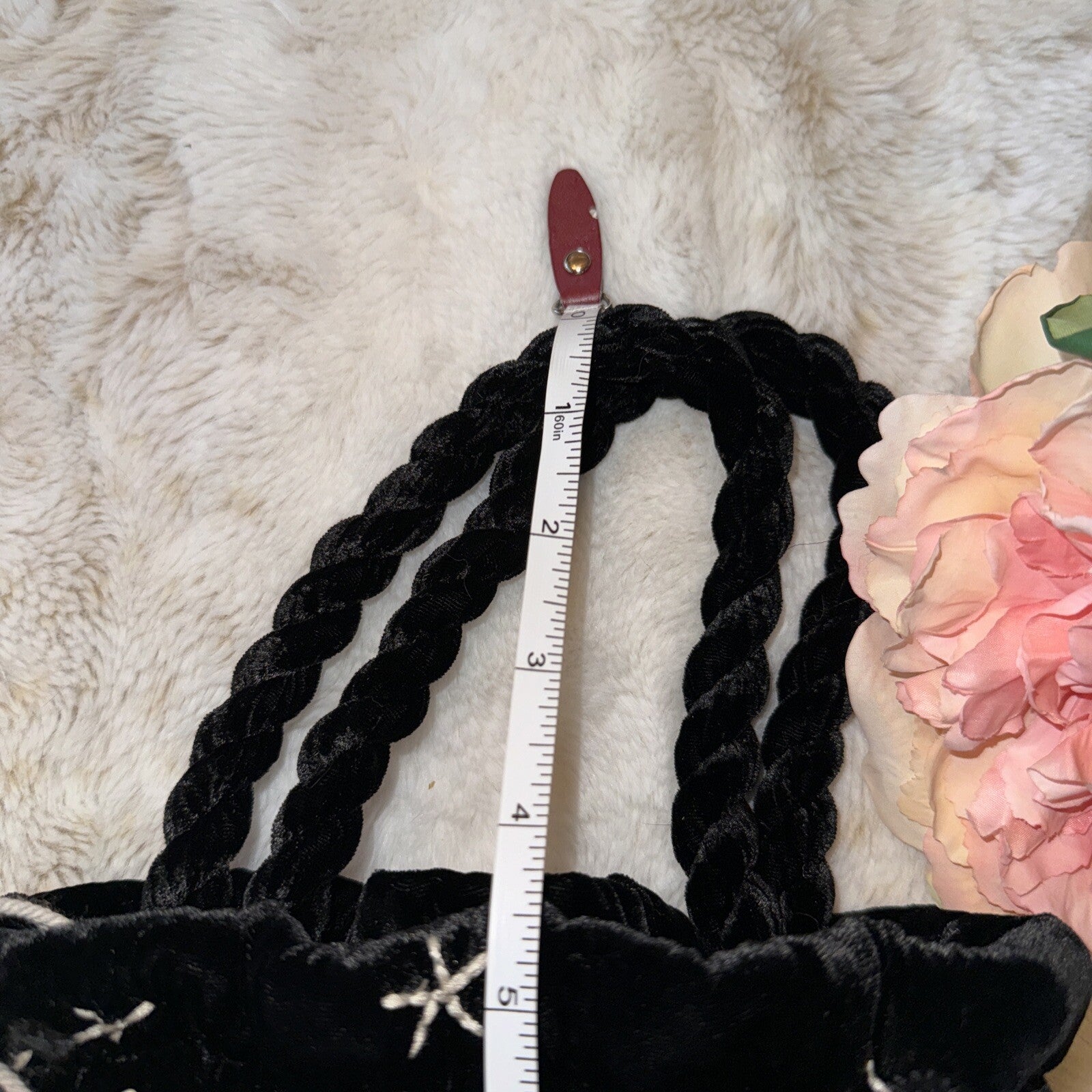 Johnny Was Black Velvet Embroidered Hobo Bag Tote Purse Pink Roses & Paisley Johnny Was