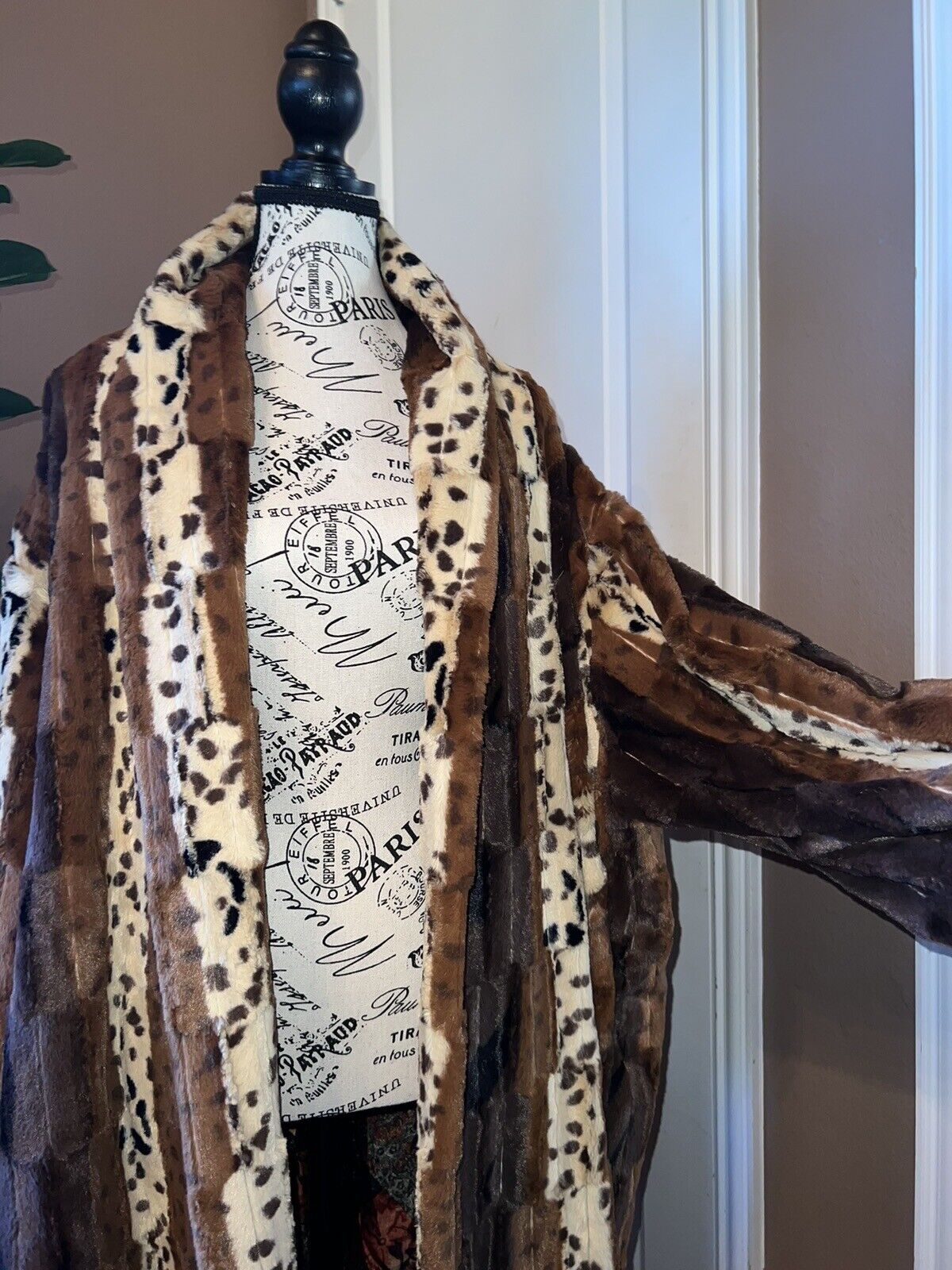 Johnny Was Faux Fur Patchwork Coat Jacket Wrap Sz 3x 3xl Silk Lining