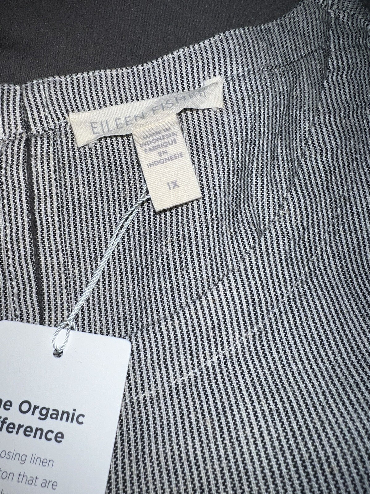 Eileen Fisher Graphite Organic Linen Pinstripe Tunic Dress Size 1X  $318 Eileen Fisher