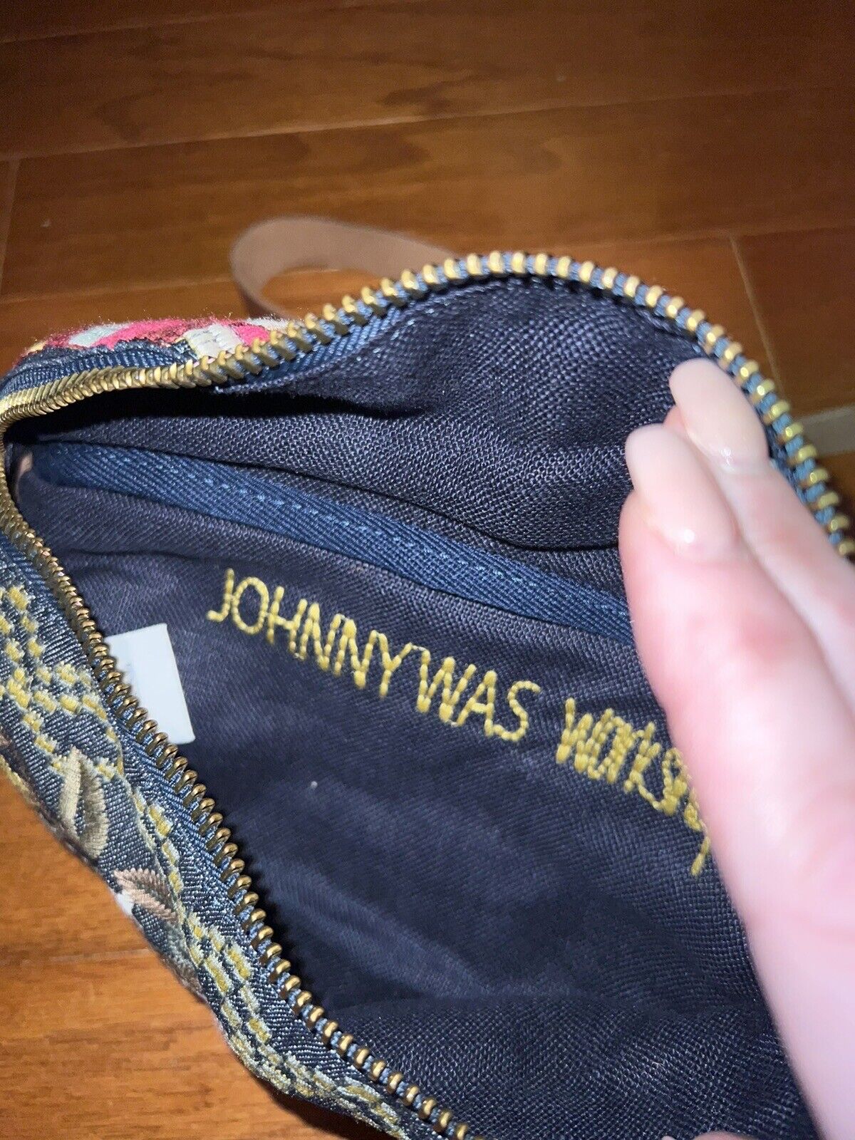 Johnny Was Belt Bag O/S Denim Black- Celeste Retail $198.00 Pouch Waist