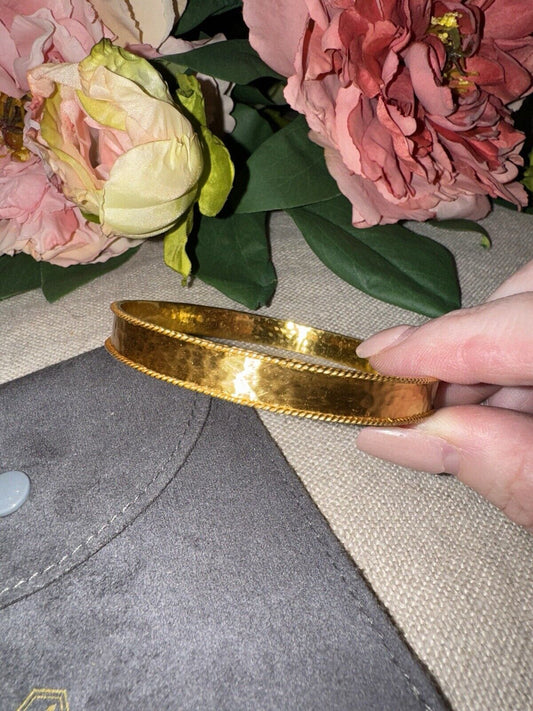 Julie Vos Bangle Stacking Statement Bracelet Sz M Medium 24k Gold Plated