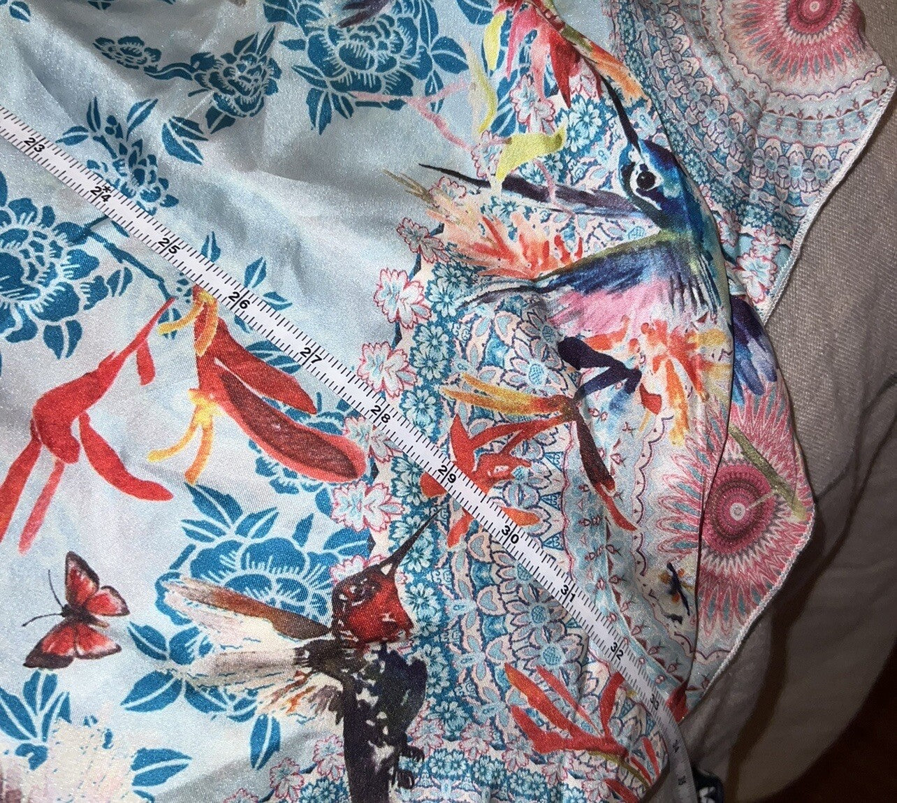 Johnny Was O/S 100% Silk Kimono Wrap Top Cover Up Beading 33”PTP Lightweight Johnny Was