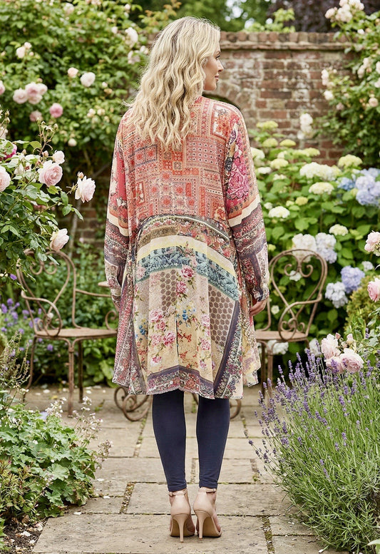 Johnny Was L Large REVERSIBLE HiLow KIMONO Duster Jacket Coat Boho Chic Johnny Was