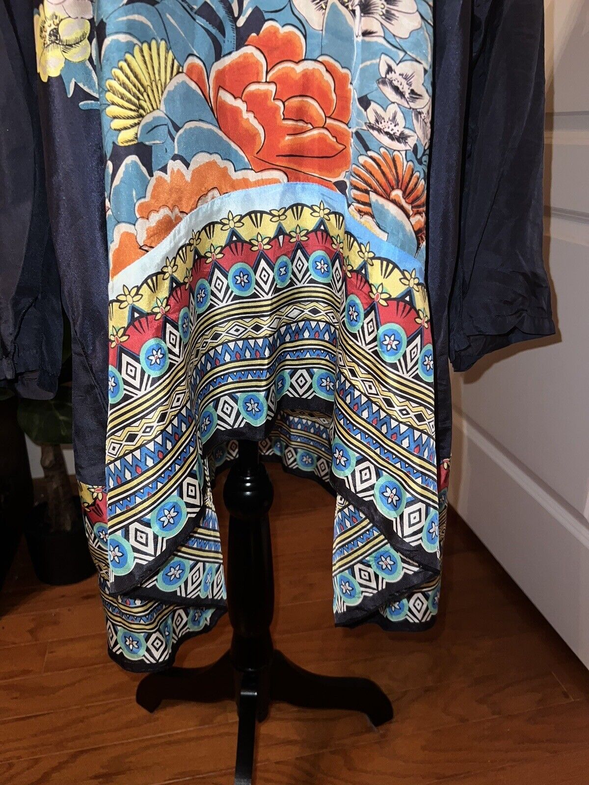 Johnny Was 3X 3XL 100% Silk Tunic Top Kimono Sleeves