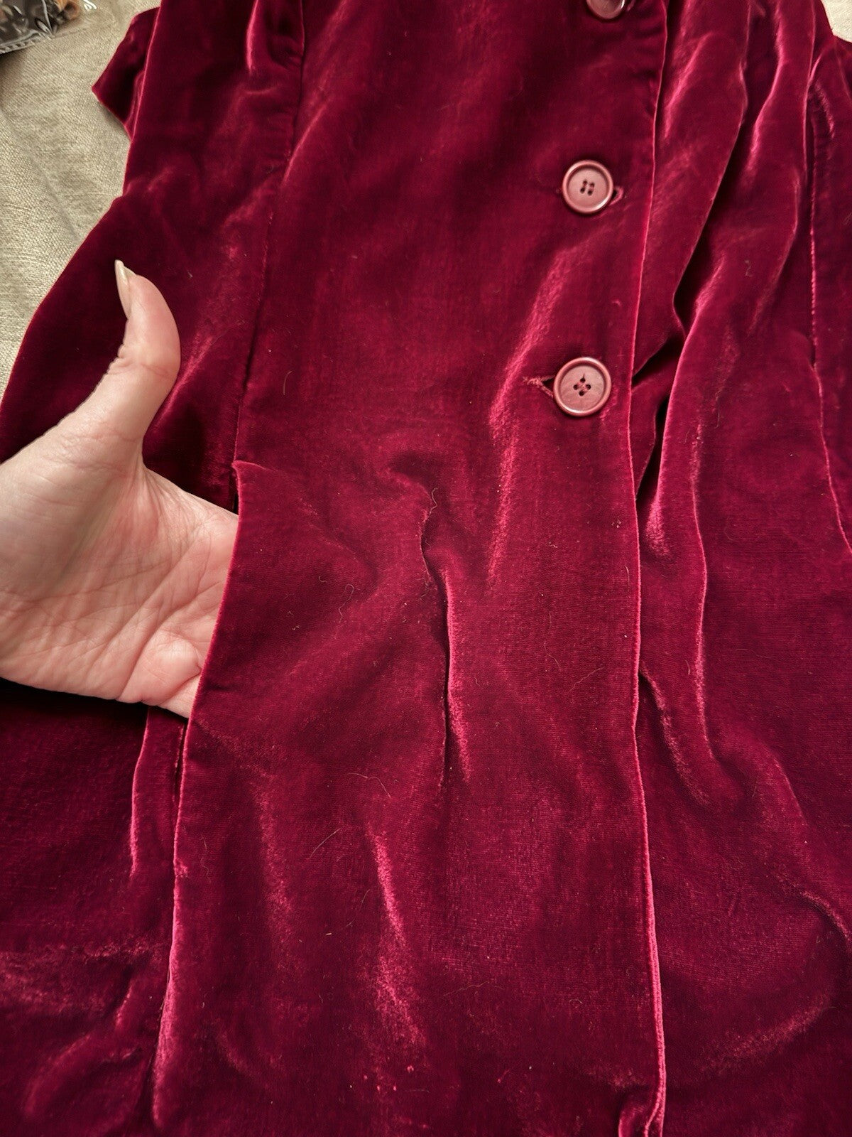 Johnny Was M Medium Red Velvet Tailored Coat Jacket Wrap Dressy & Classic Style Johnny Was