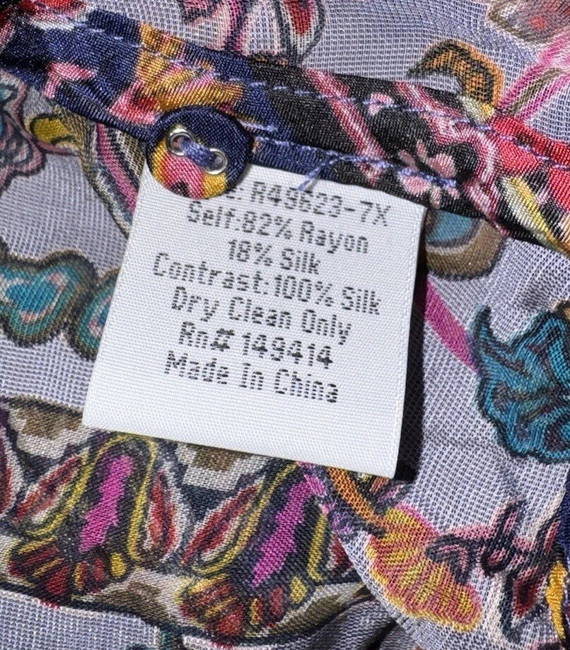 Johnny Was M Medium Burnout Velvet Kimono Duster Wrap Cardigan Jacket Purple Johnny Was