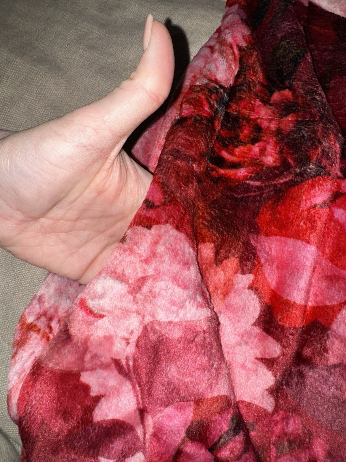 Johnny Was L Large Red Roses Zip Up Robe Bathrobe Housecoat Soft & Warm Johnny Was