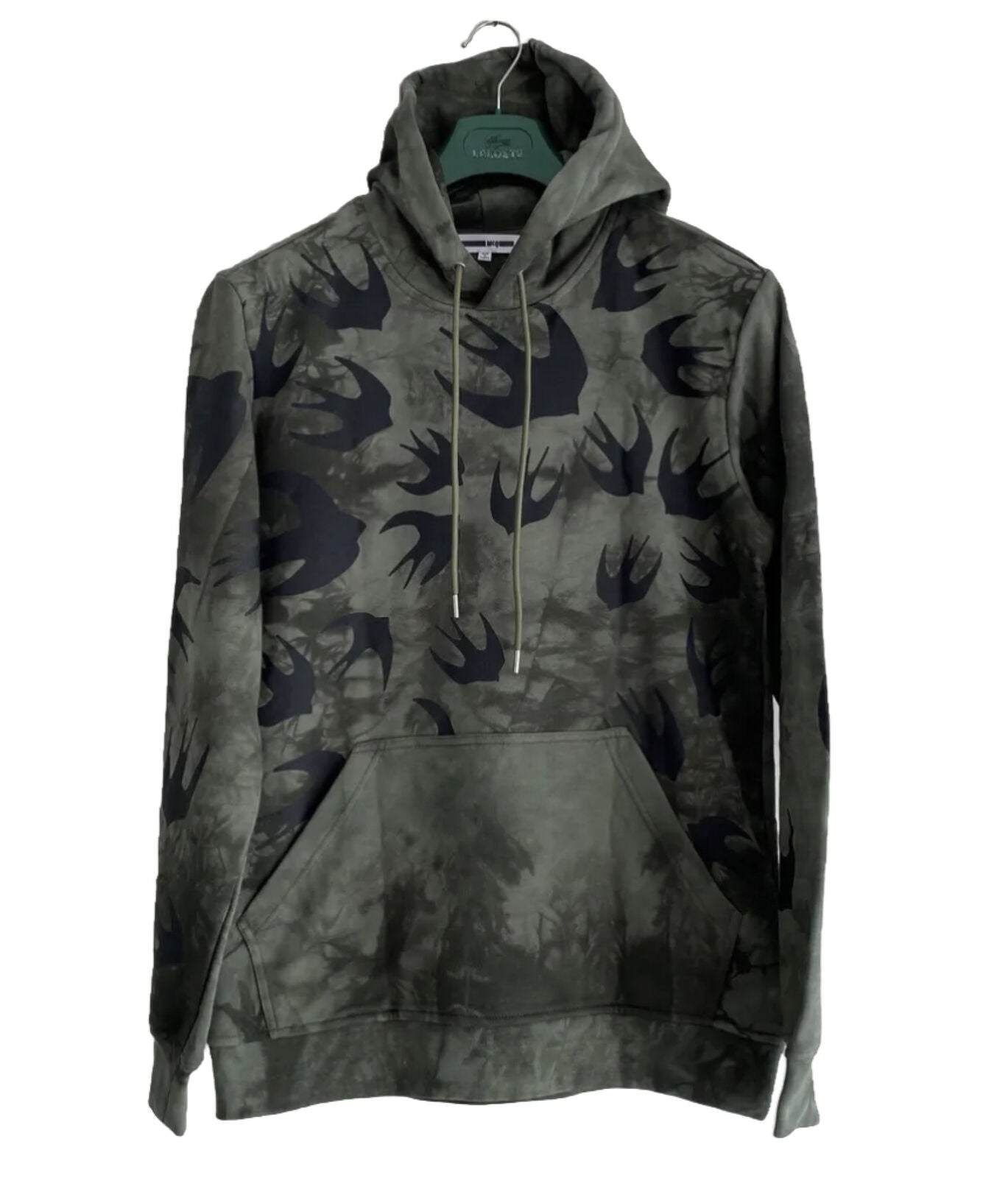 McQ Alexander McQueen Green Tie-Dye Swallows Hoodie Sweatshirt Swarm NWOT $440