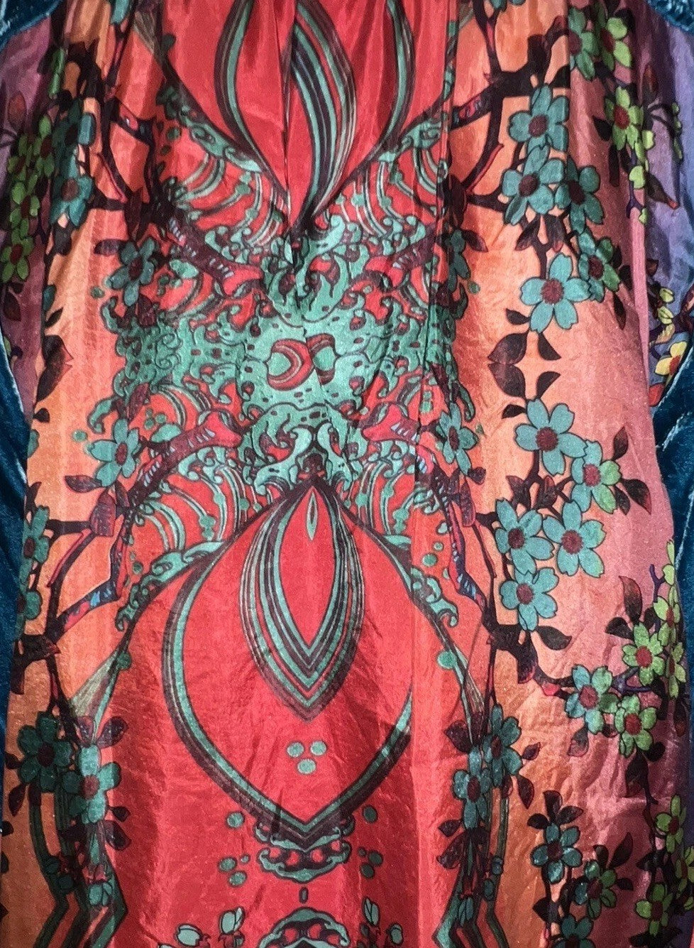 2 pc Johnny Was Large Teal Blue Velvet & Silk Tunic Top FREE Matching Undershirt Johnny Was