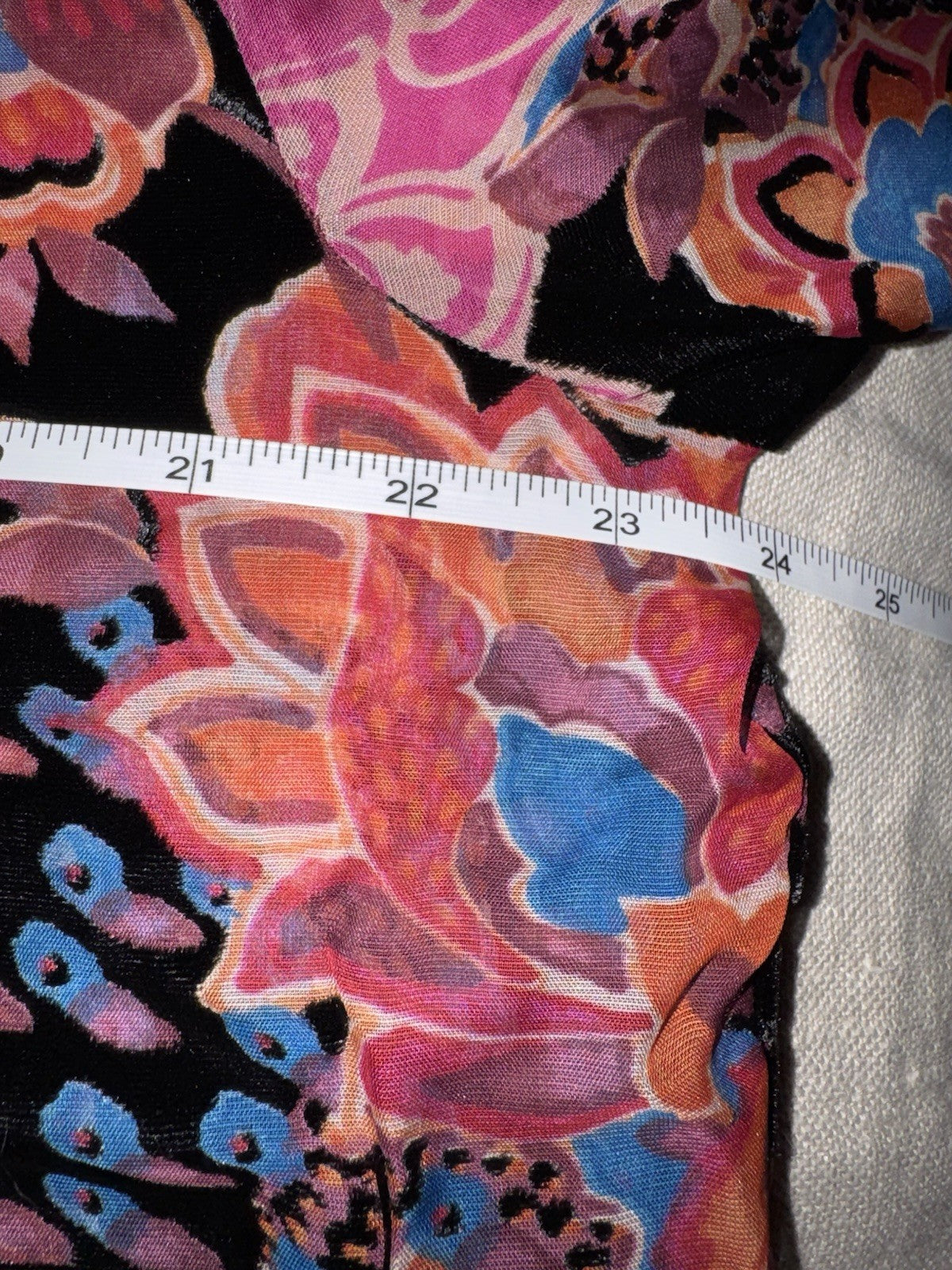 Johnny Was PXXL Petite Burnout Velvet Blouse Pink & Red Button Up Tunic Top Johnny Was