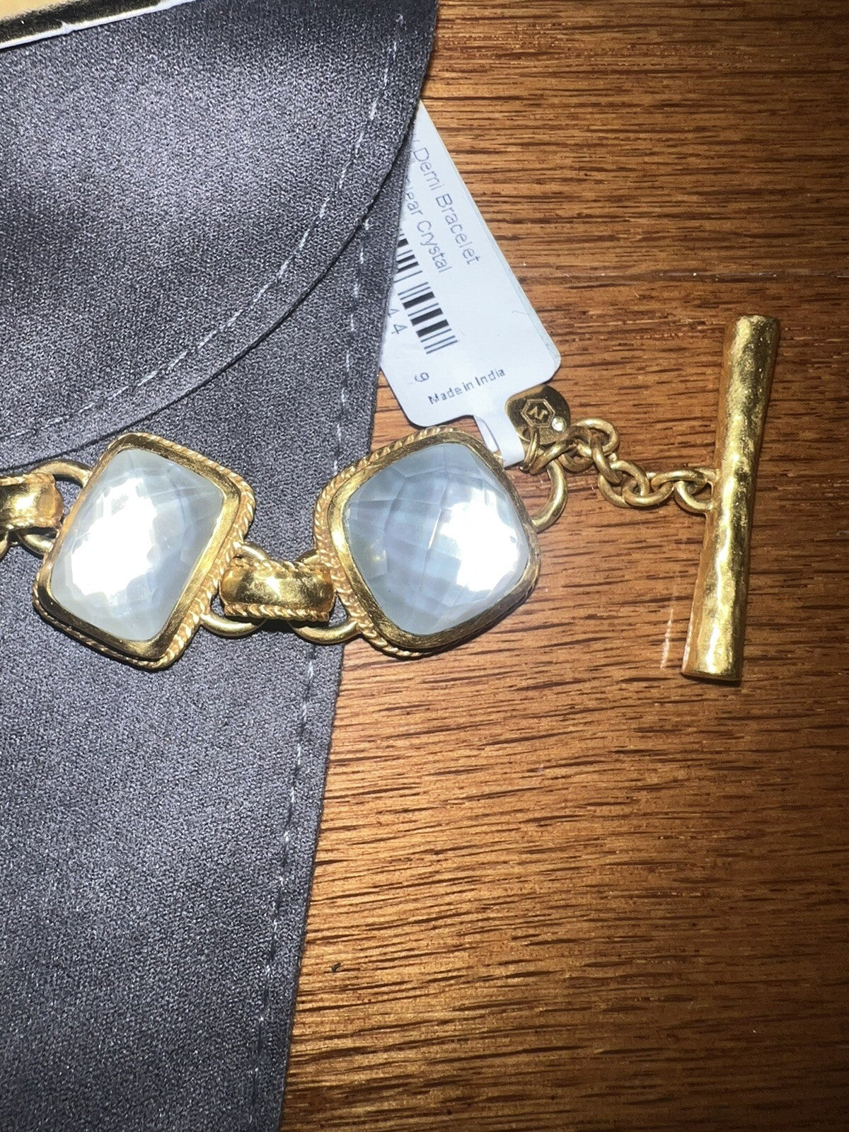 Julie Vos Beautiful Iridescent Clear Link Bracelet W/ Adjustable Toggle Julie Vos