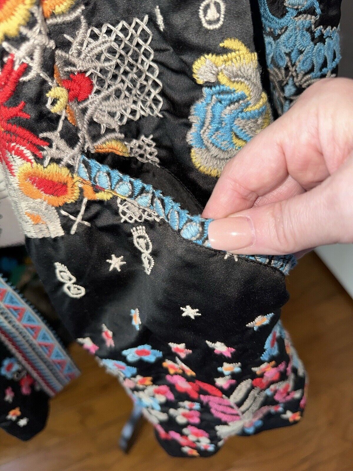 Johnny Was XL 1X Reversible KIMONO Jacket Coat Wrap Embroidery STUNNING