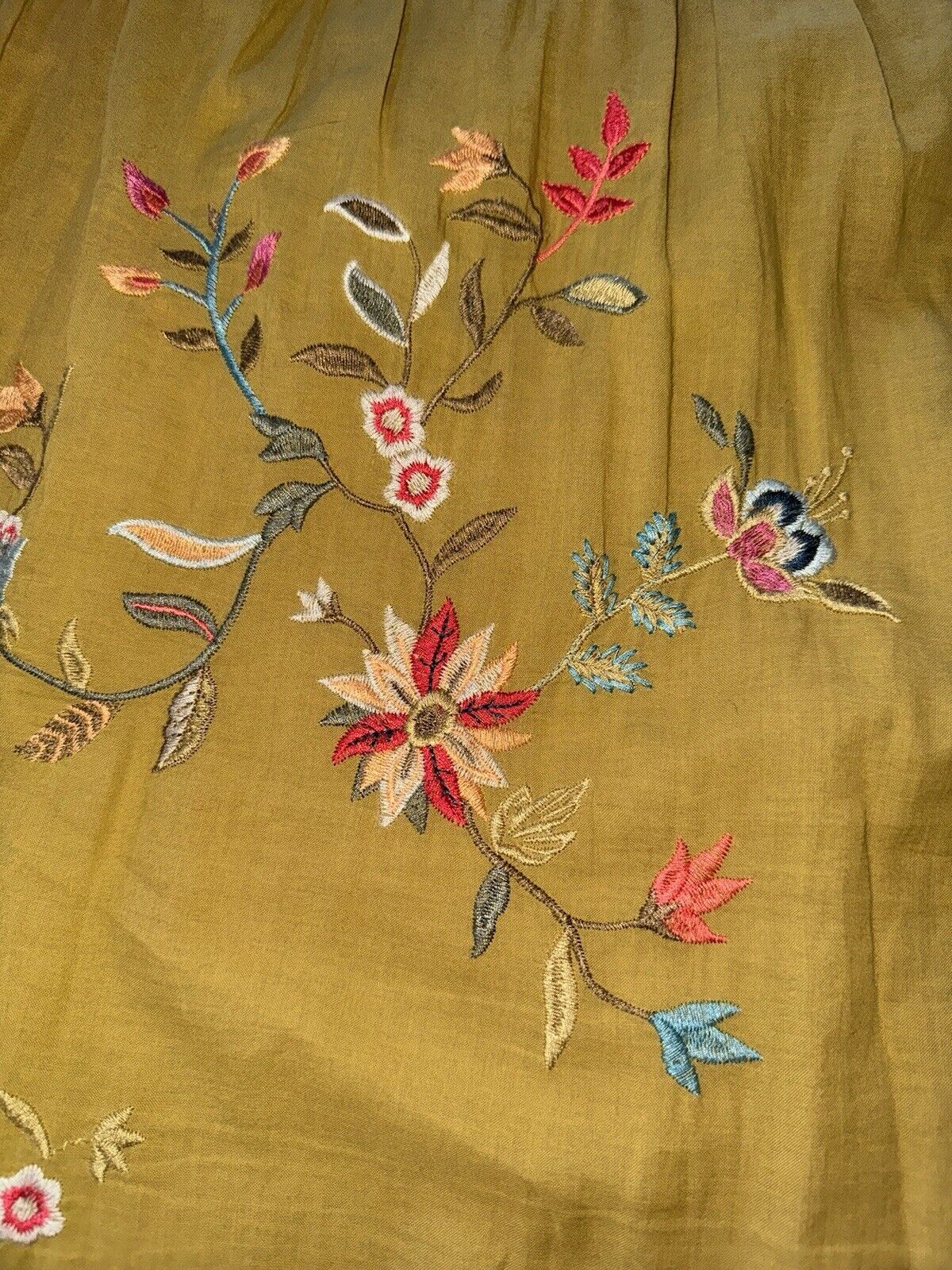 Johnny Was XL 1X 1XL Harvest Gold Tunic Peasant Top Floral Embroidered