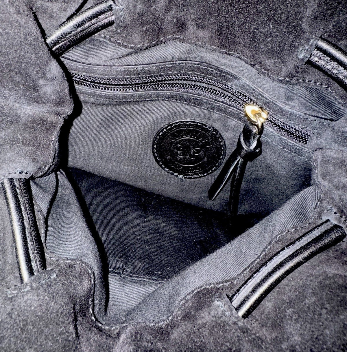 Johnny Was Black Suede Leather Crossbody Bag Purse Tote Hobo Tassels Johnny Was